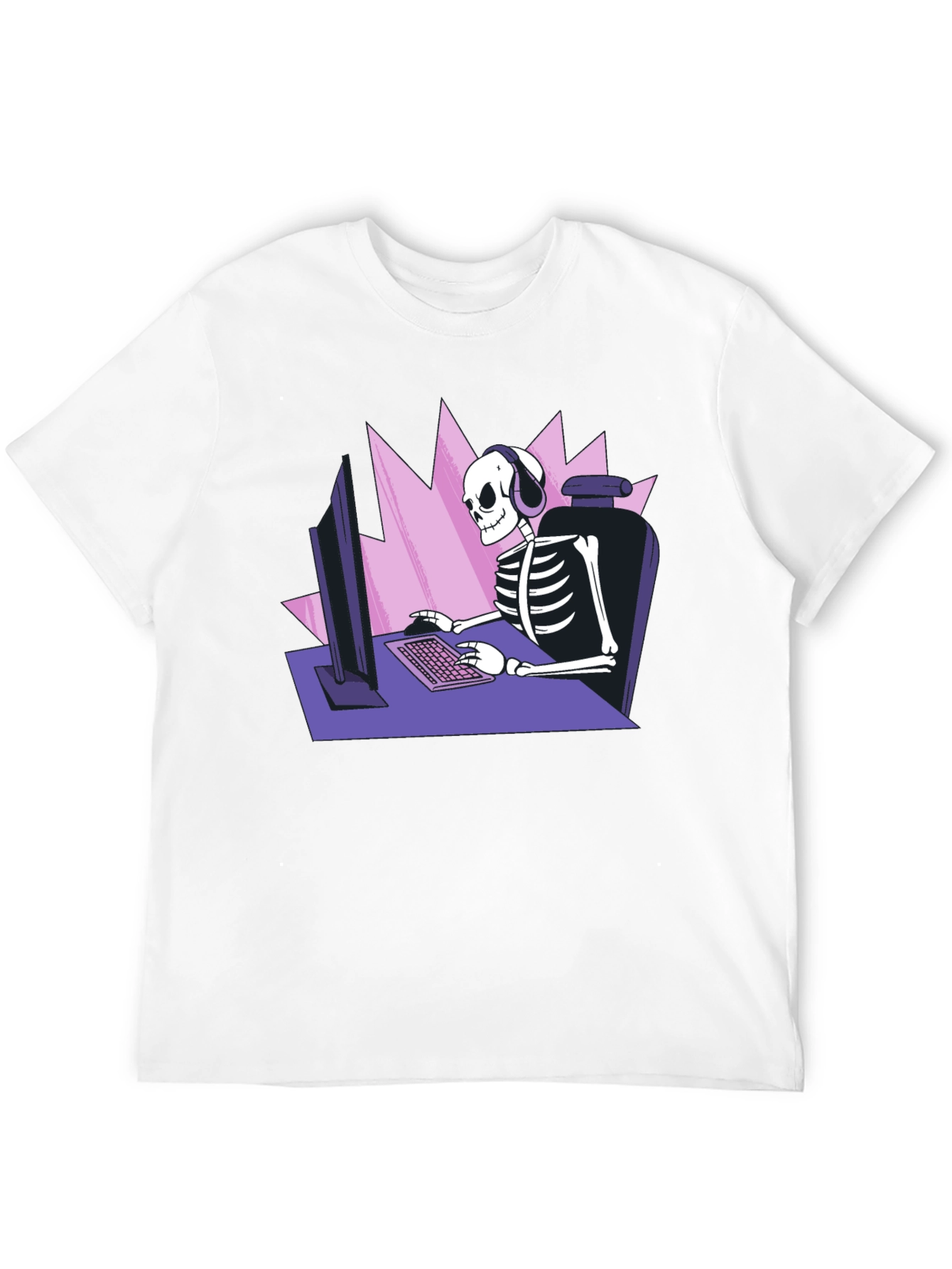 Gamer Skeleton Graphic Tee - Black
