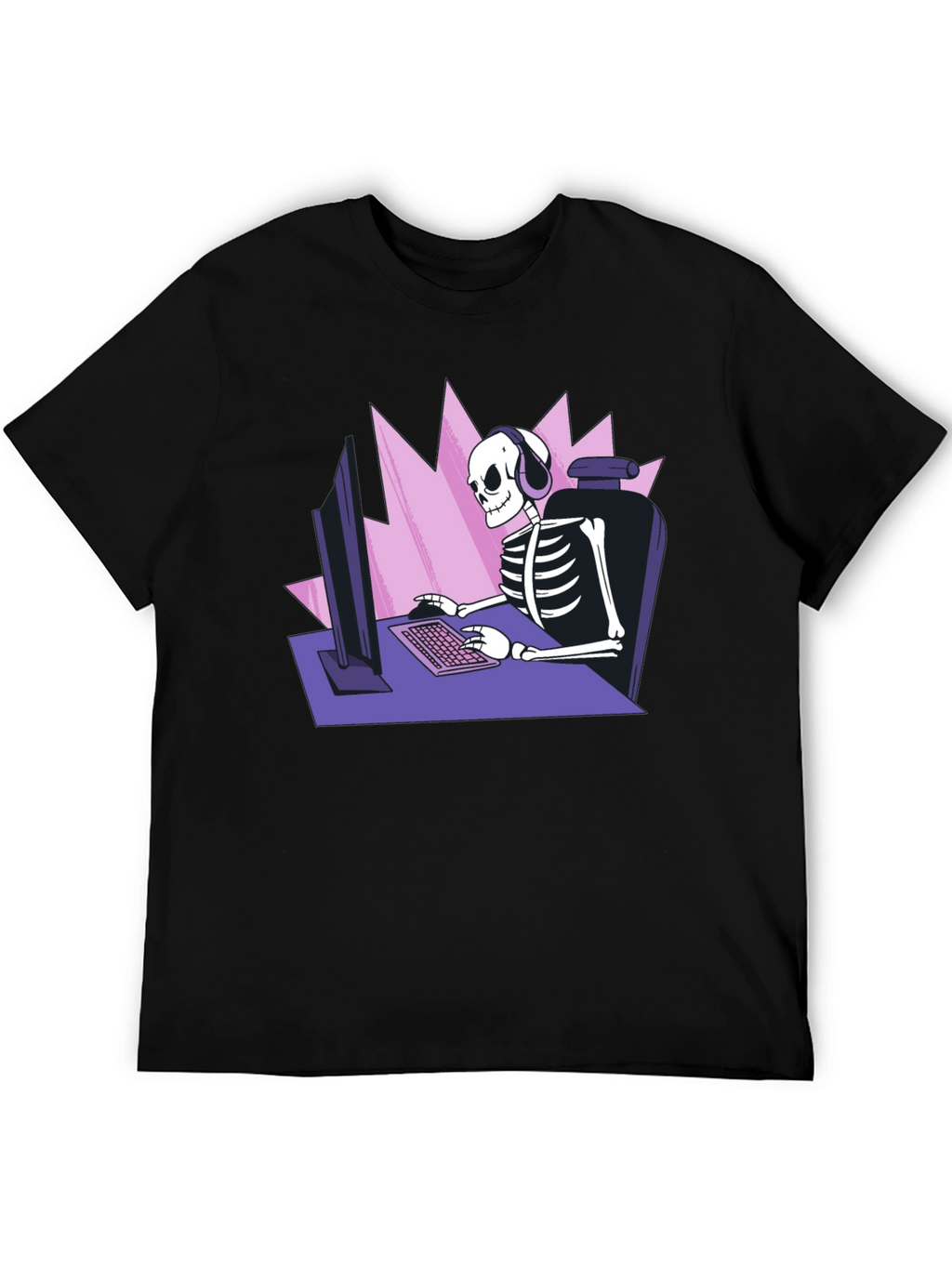 Gamer Skeleton Graphic Tee - Black