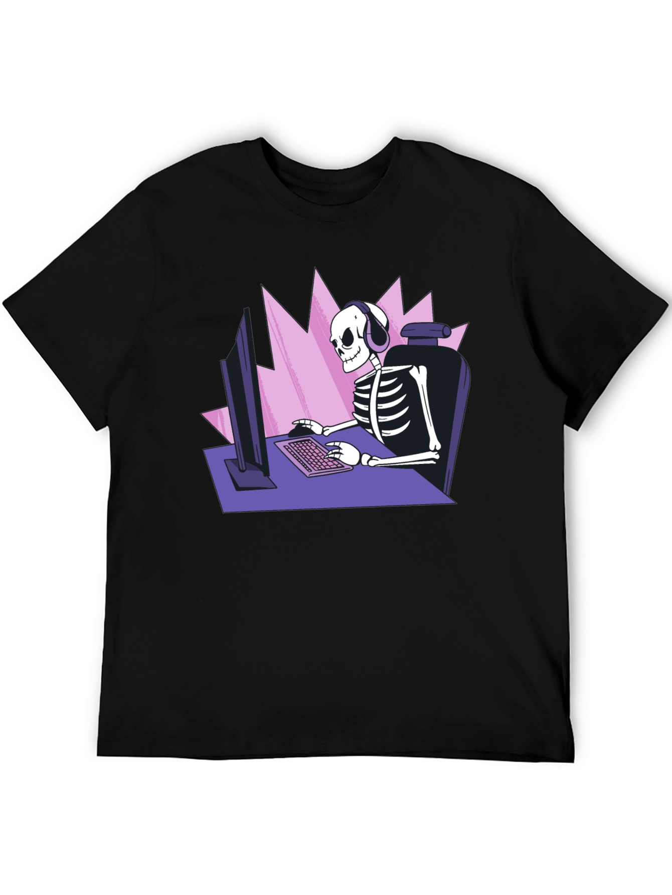 Gamer Skeleton Graphic Tee - Black