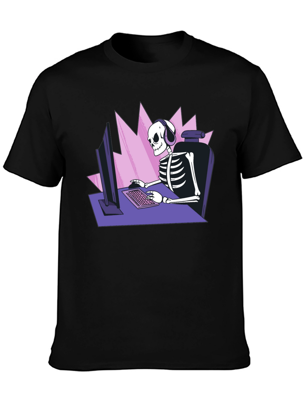 Gamer Skeleton Graphic Tee - Black