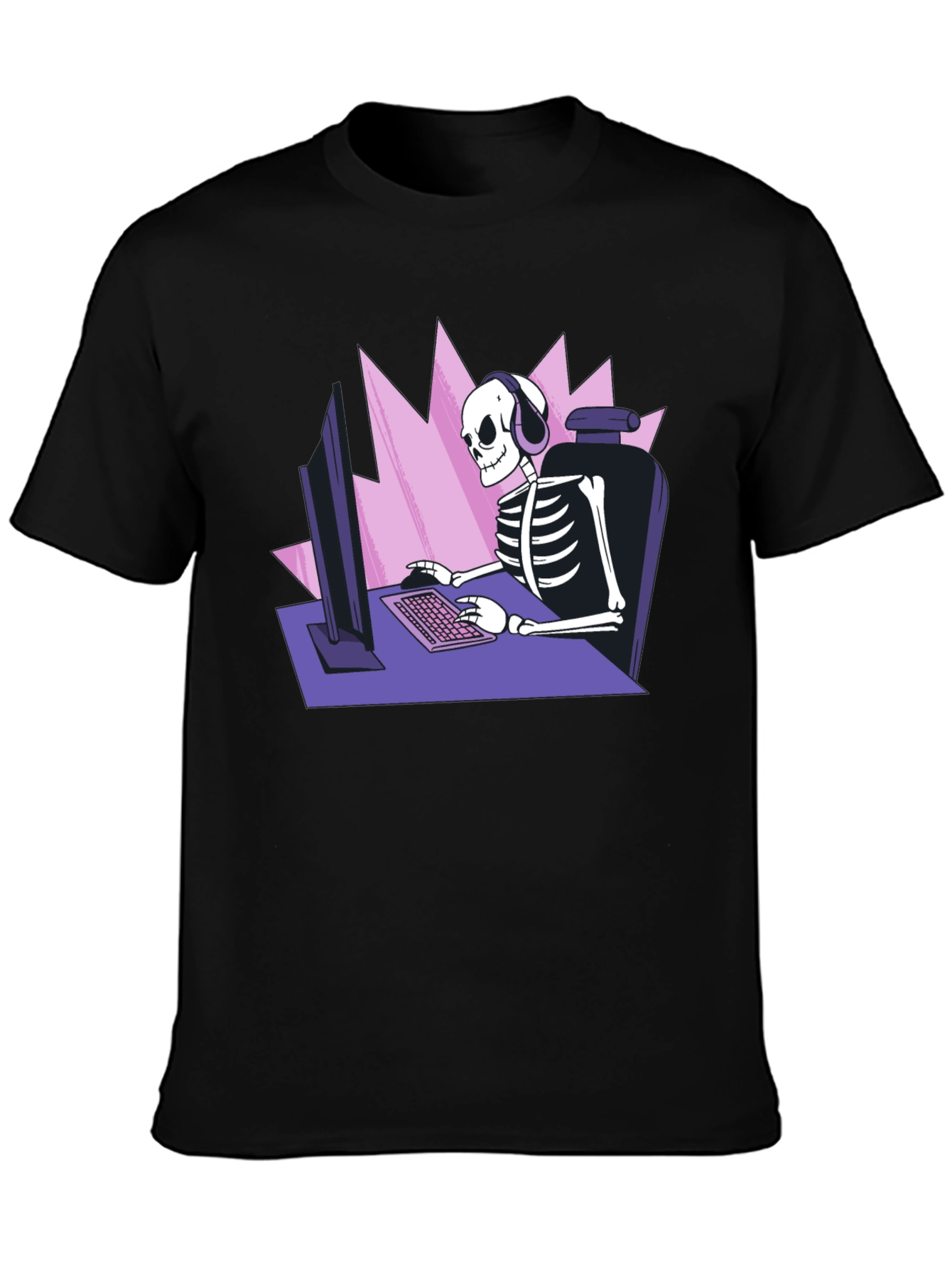 Gamer Skeleton Graphic Tee - Black