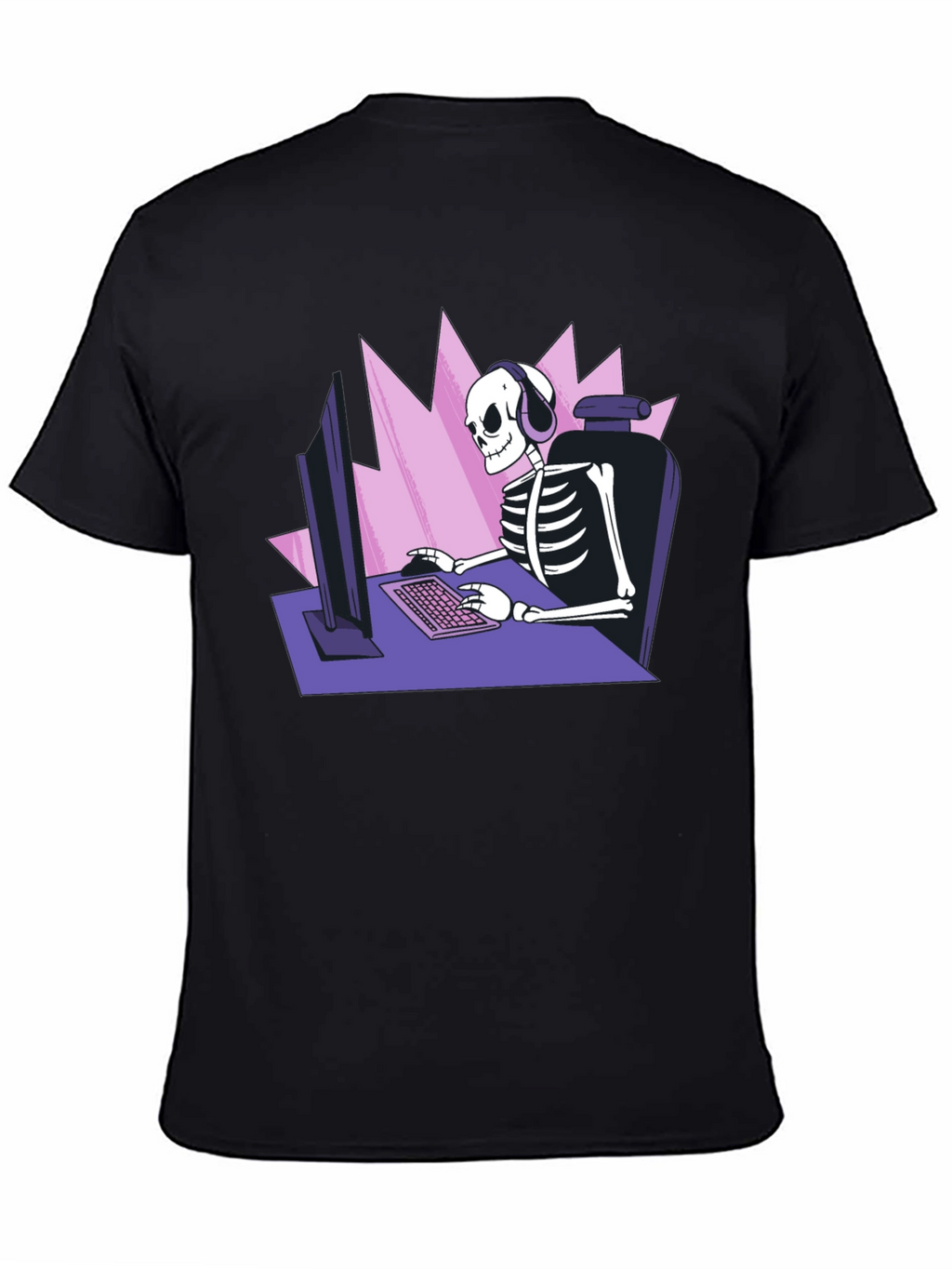 Gamer Skeleton Graphic Tee - Black