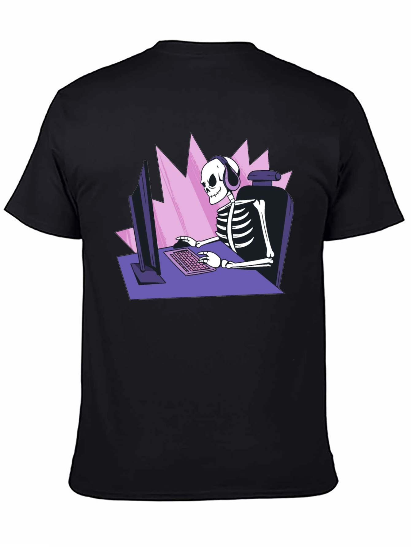 Gamer Skeleton Graphic Tee - Black