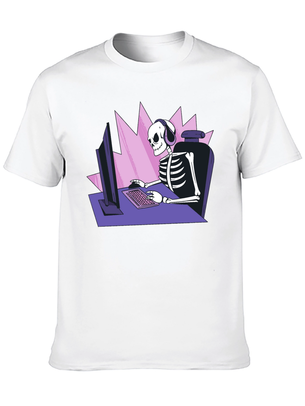 Gamer Skeleton Graphic Tee - Black