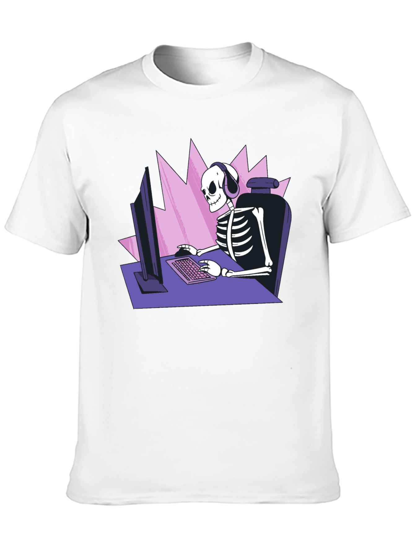 Gamer Skeleton Graphic Tee - Black
