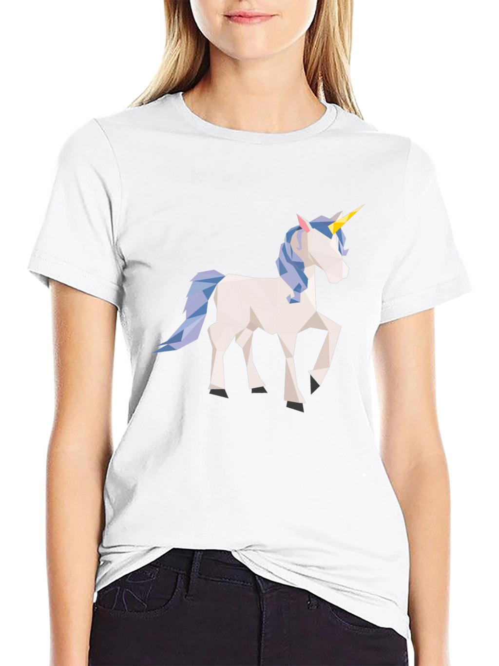 Geometric Unicorn Black T-Shirt