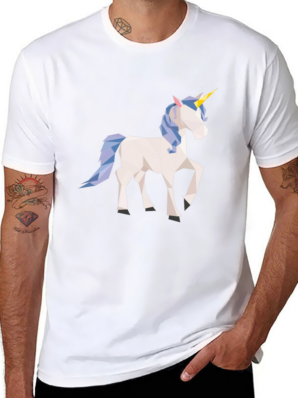 Geometric Unicorn Black T-Shirt