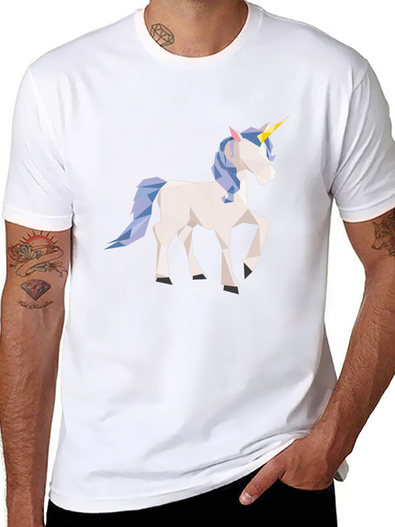 Geometric Unicorn Black T-Shirt