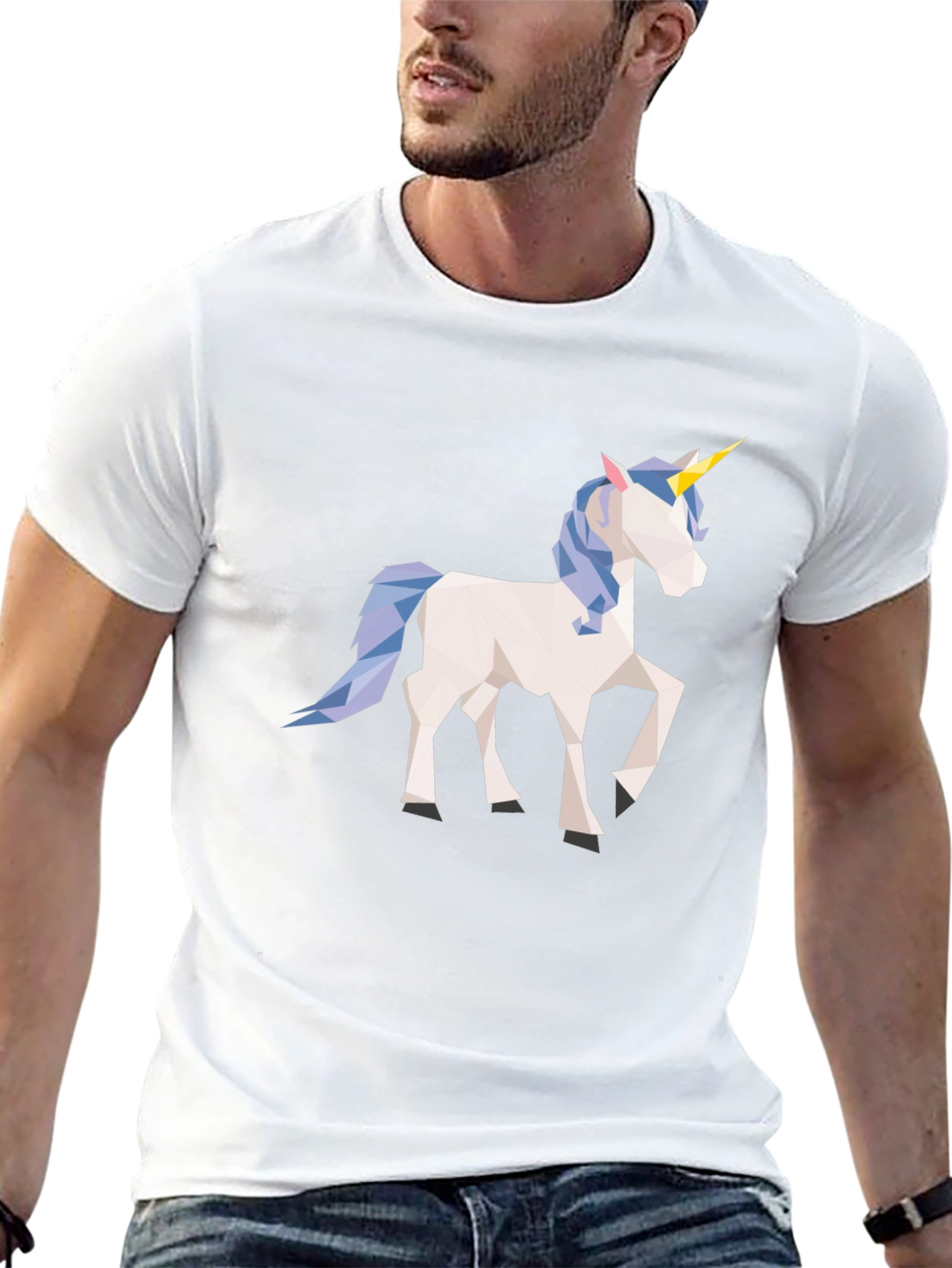 Geometric Unicorn Black T-Shirt
