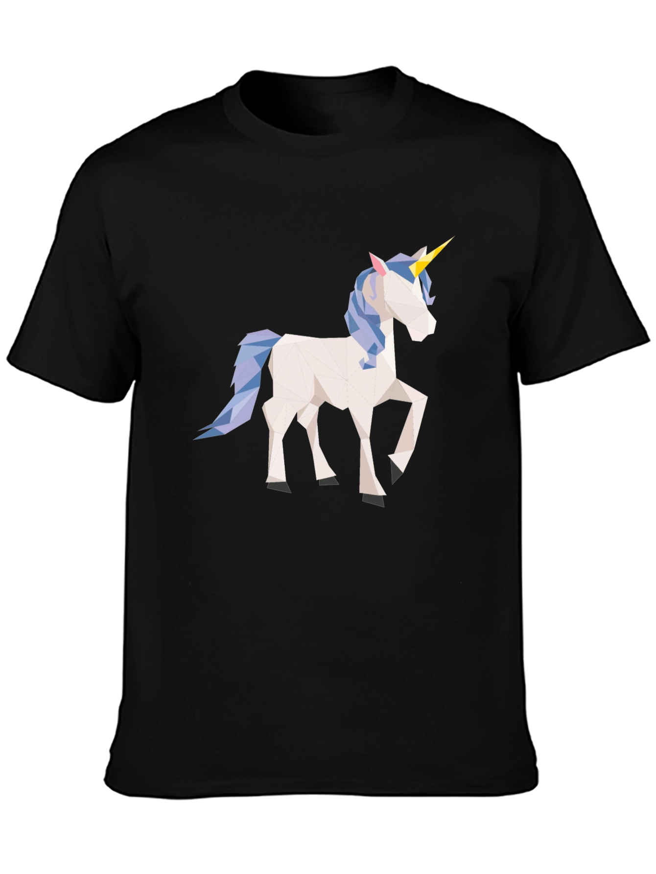 Geometric Unicorn Black T-Shirt