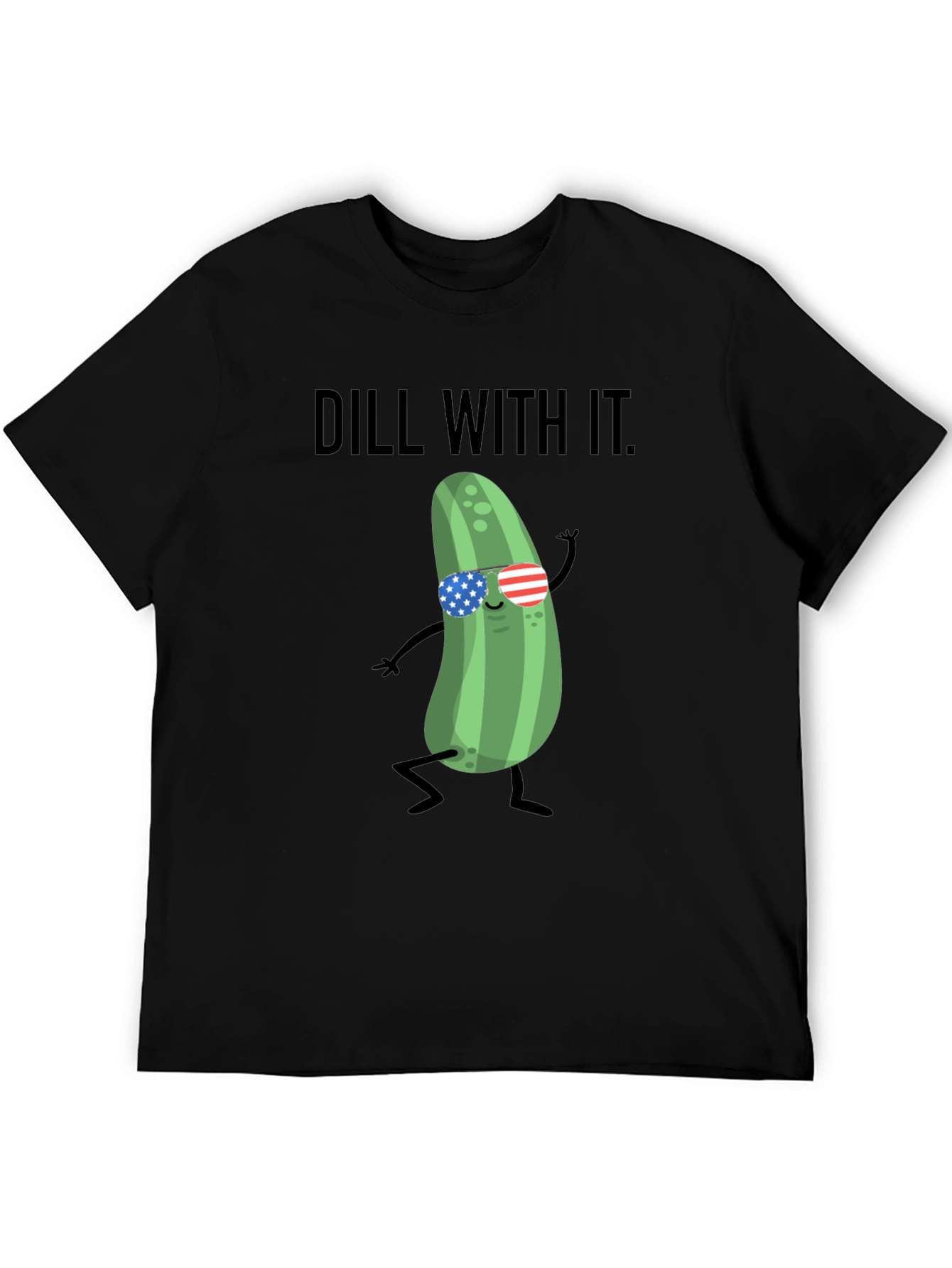 Dill With It T-Shirt - Funny Pickle American Flag