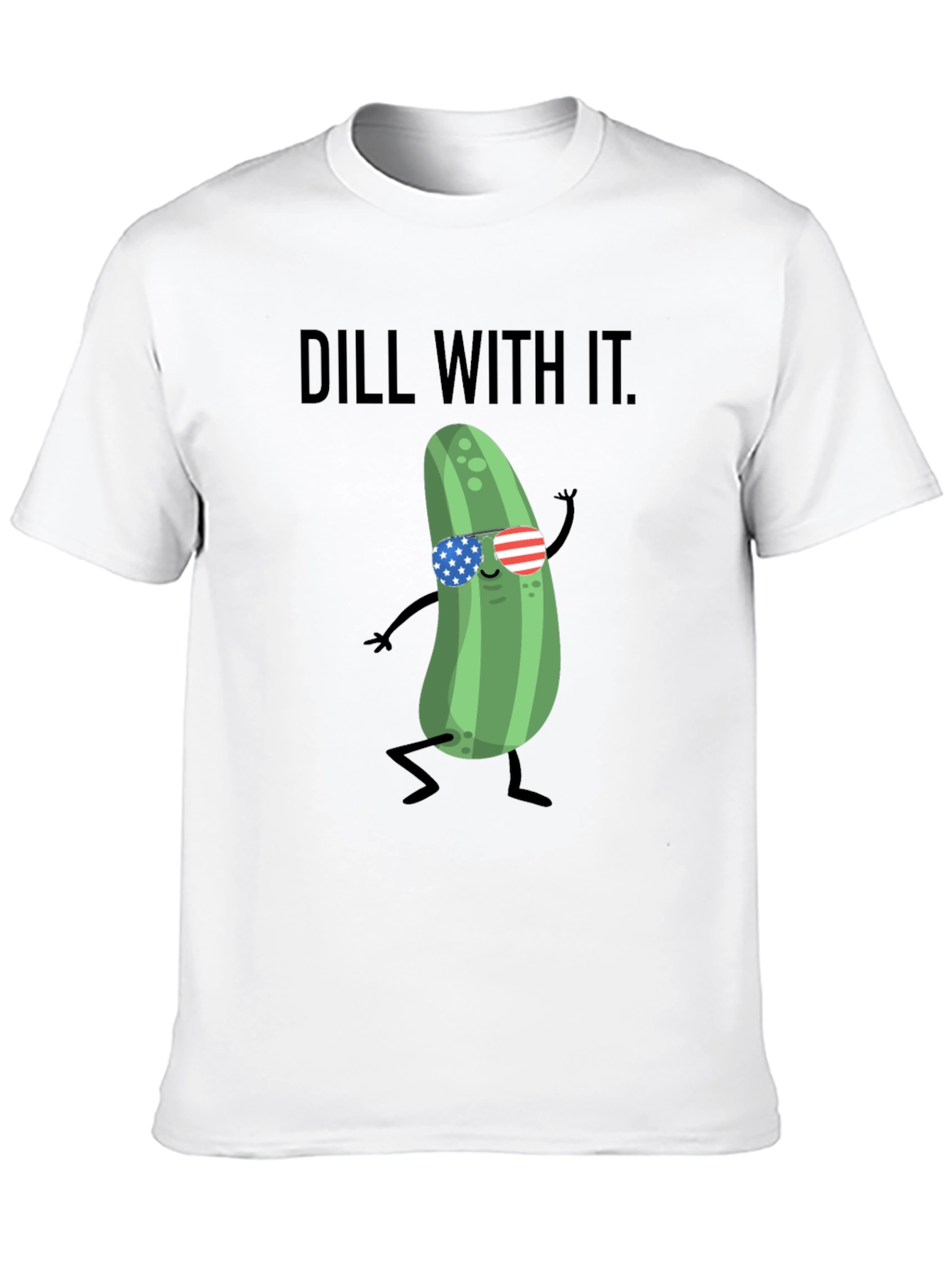 Dill With It T-Shirt - Funny Pickle American Flag