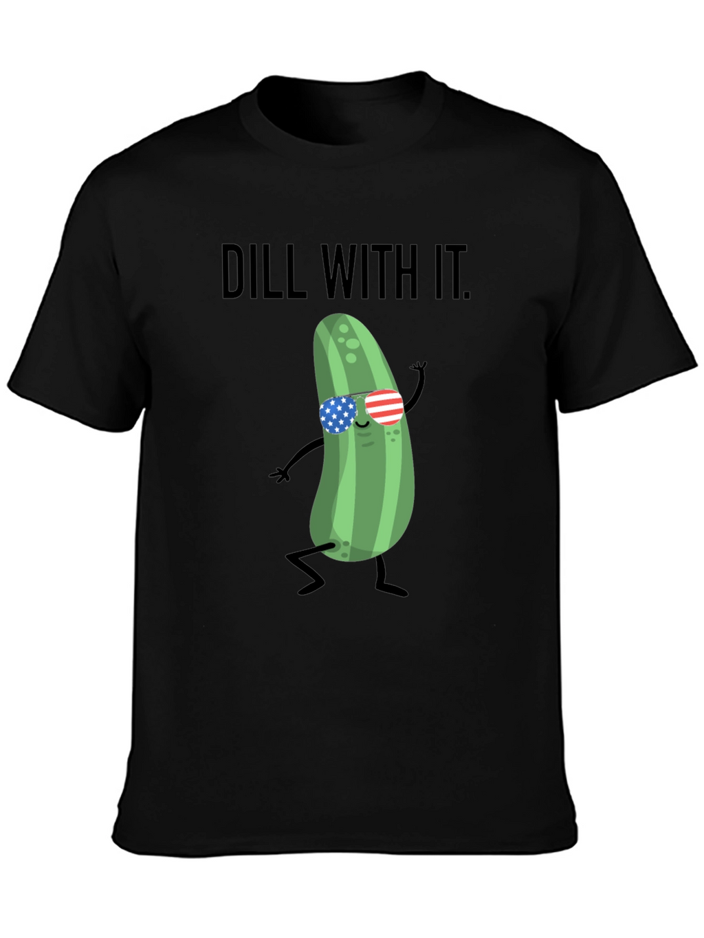 Dill With It T-Shirt - Funny Pickle American Flag