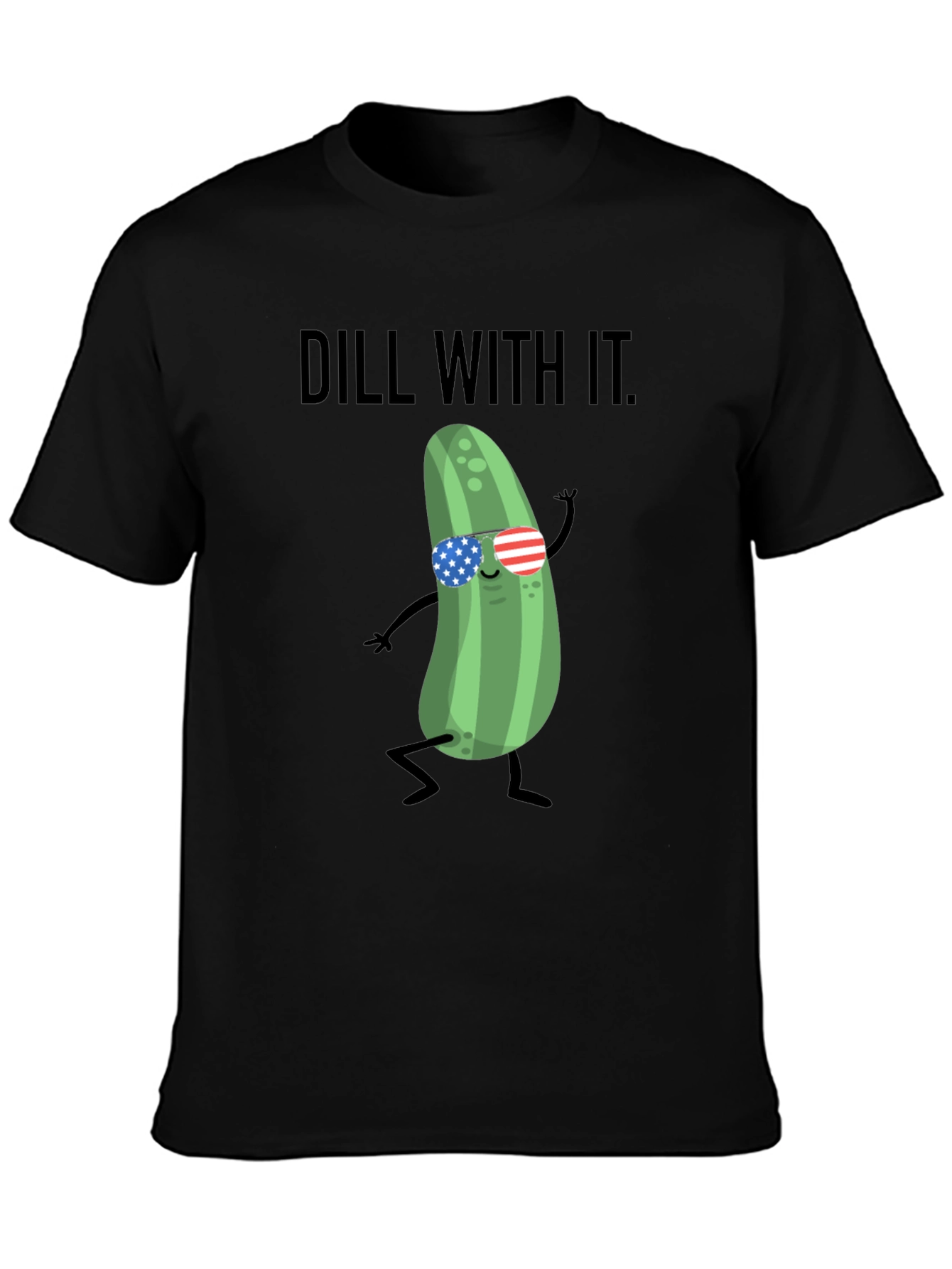 Dill With It T-Shirt - Funny Pickle American Flag