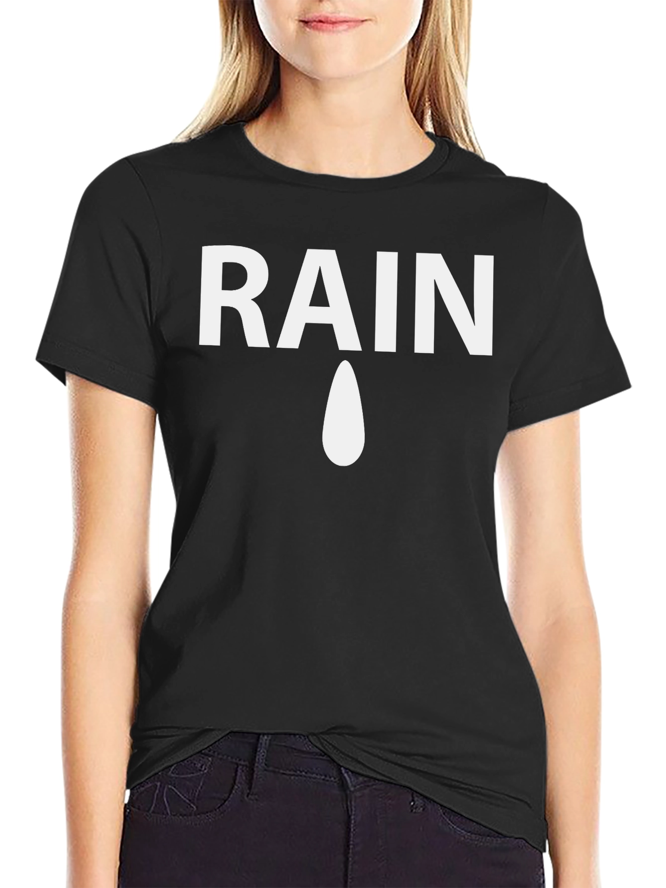 Rain Drop Graphic Tee - Mens Black Cotton T-Shirt