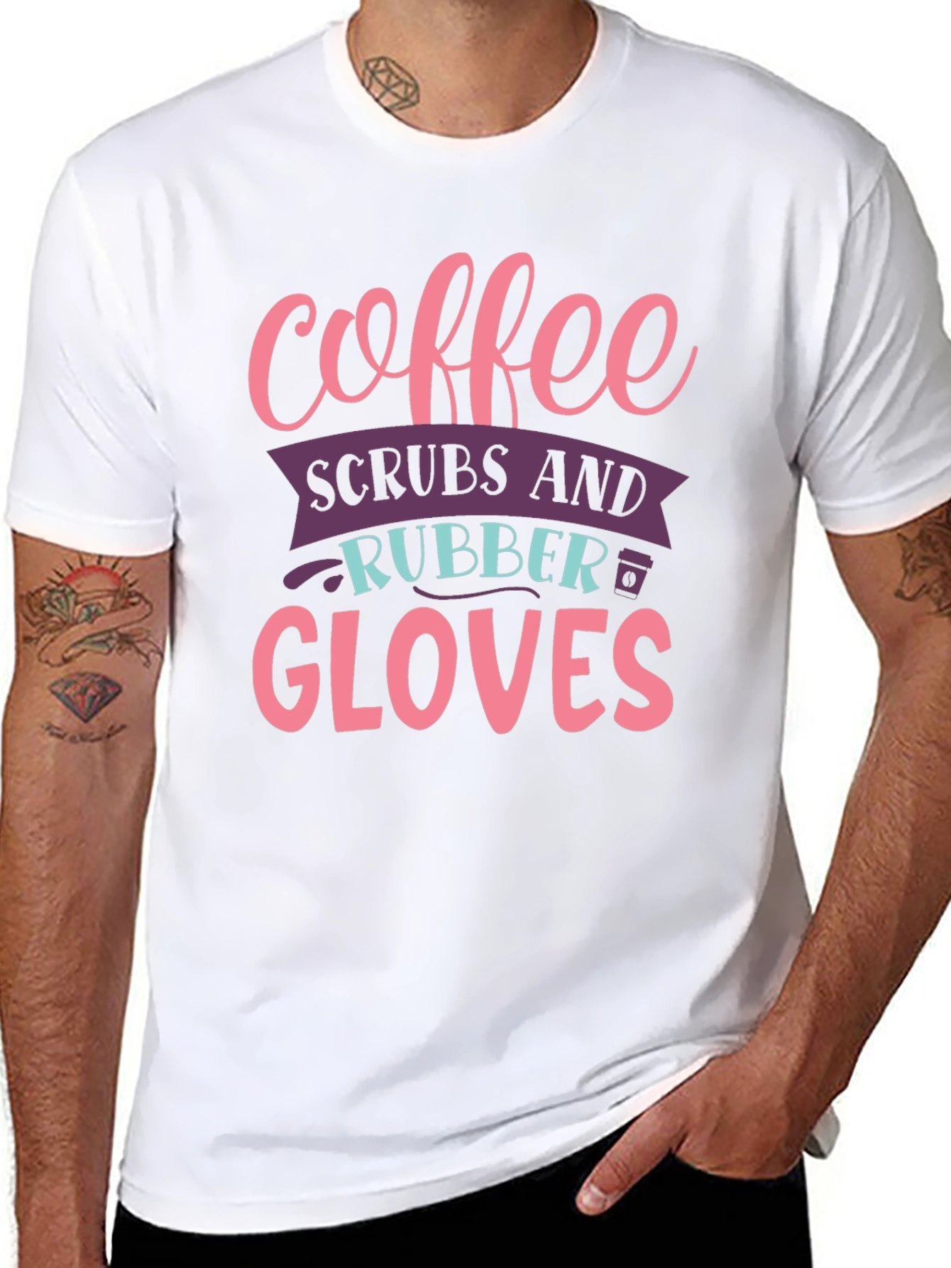 Coffee Scrubs Rubber Gloves Graphic T-Shirt