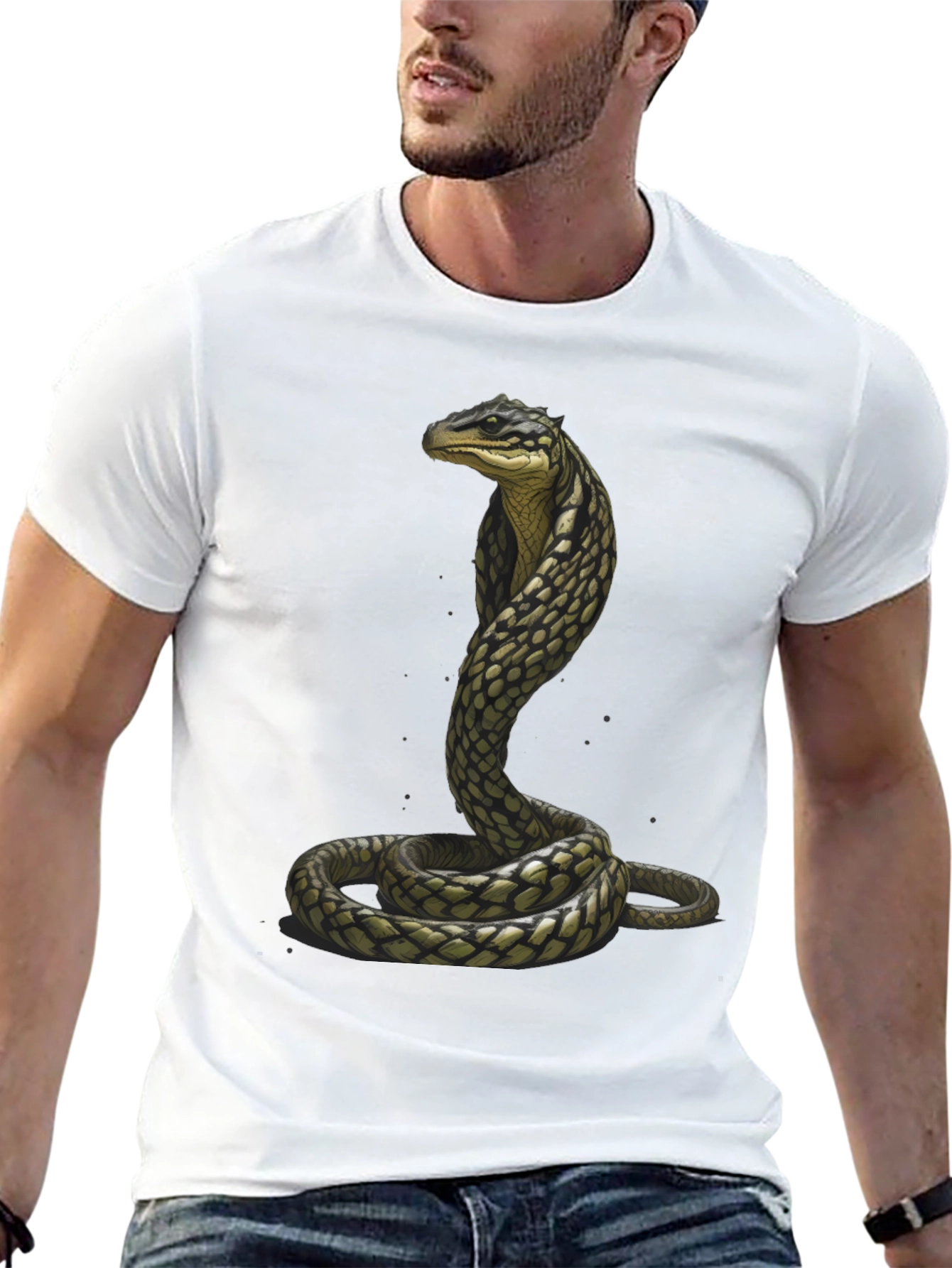 Cobra Graphic Tee - Stylish Snake Print T-Shirt