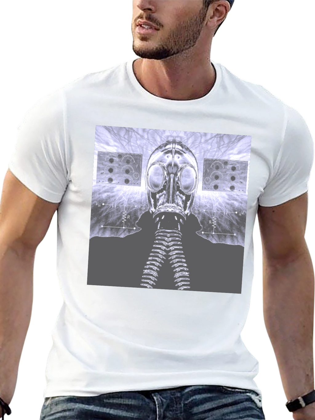 Gas Mask Graphic Tee - Unique Sci-Fi Design