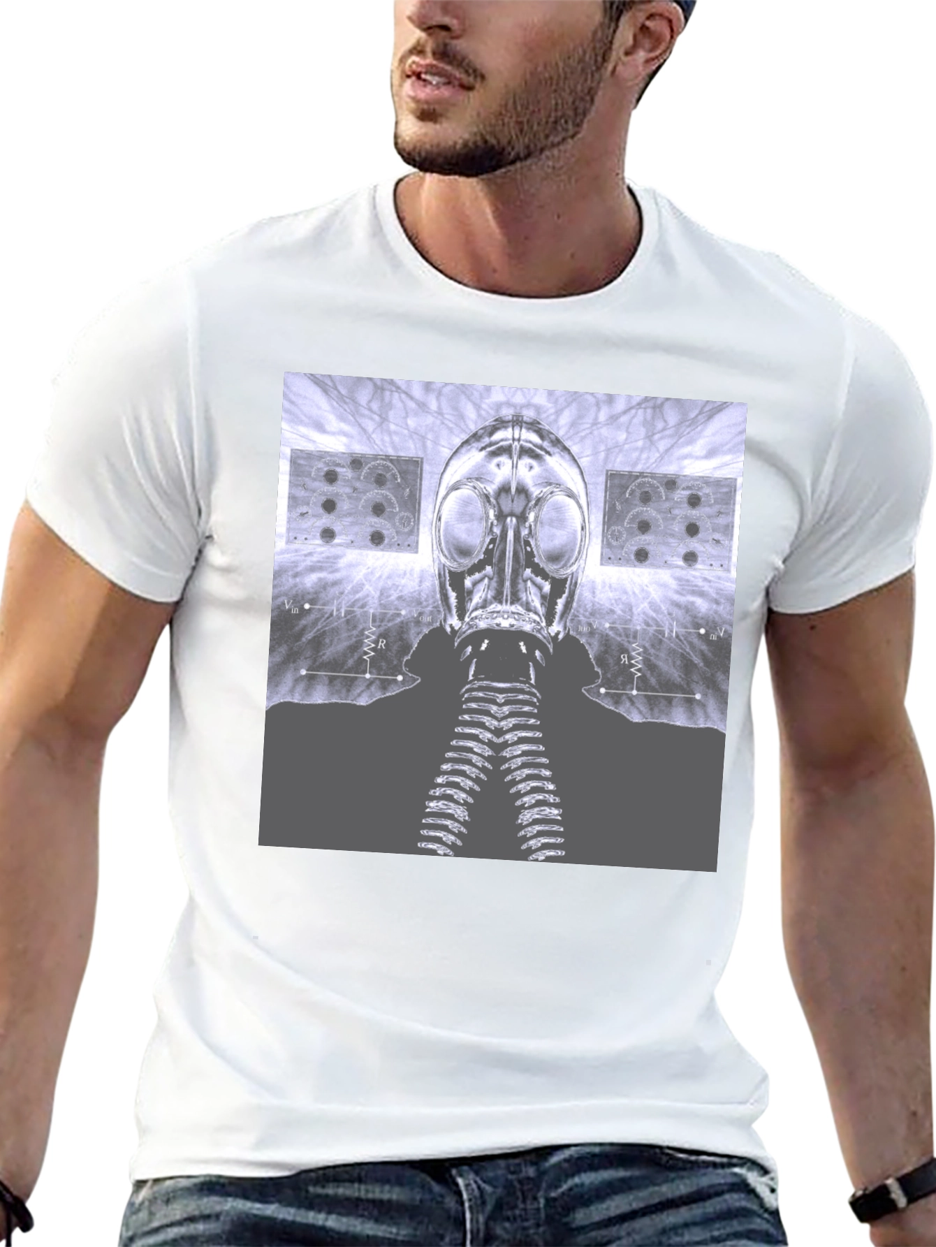 Gas Mask Graphic Tee - Unique Sci-Fi Design