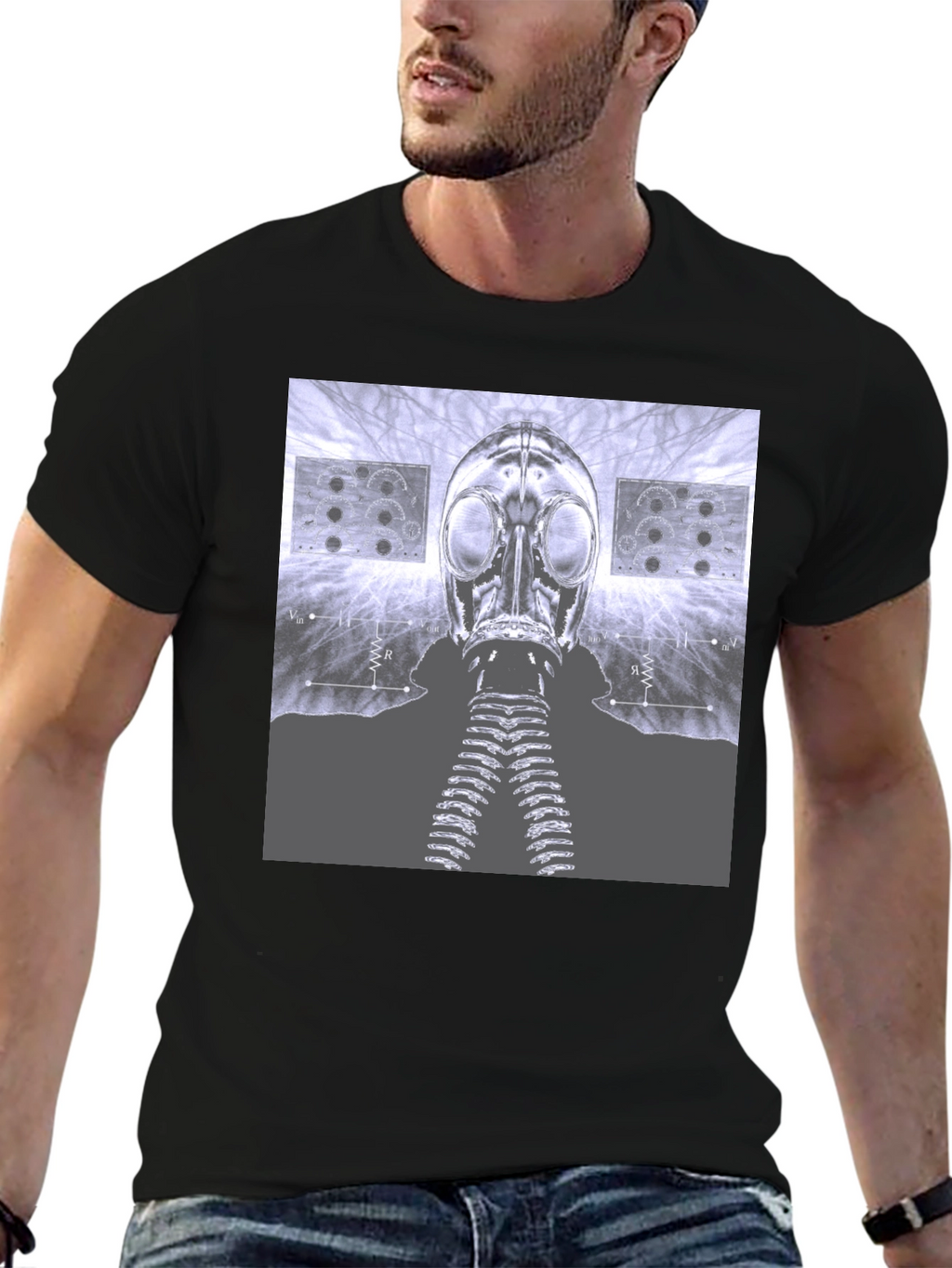 Gas Mask Graphic Tee - Unique Sci-Fi Design