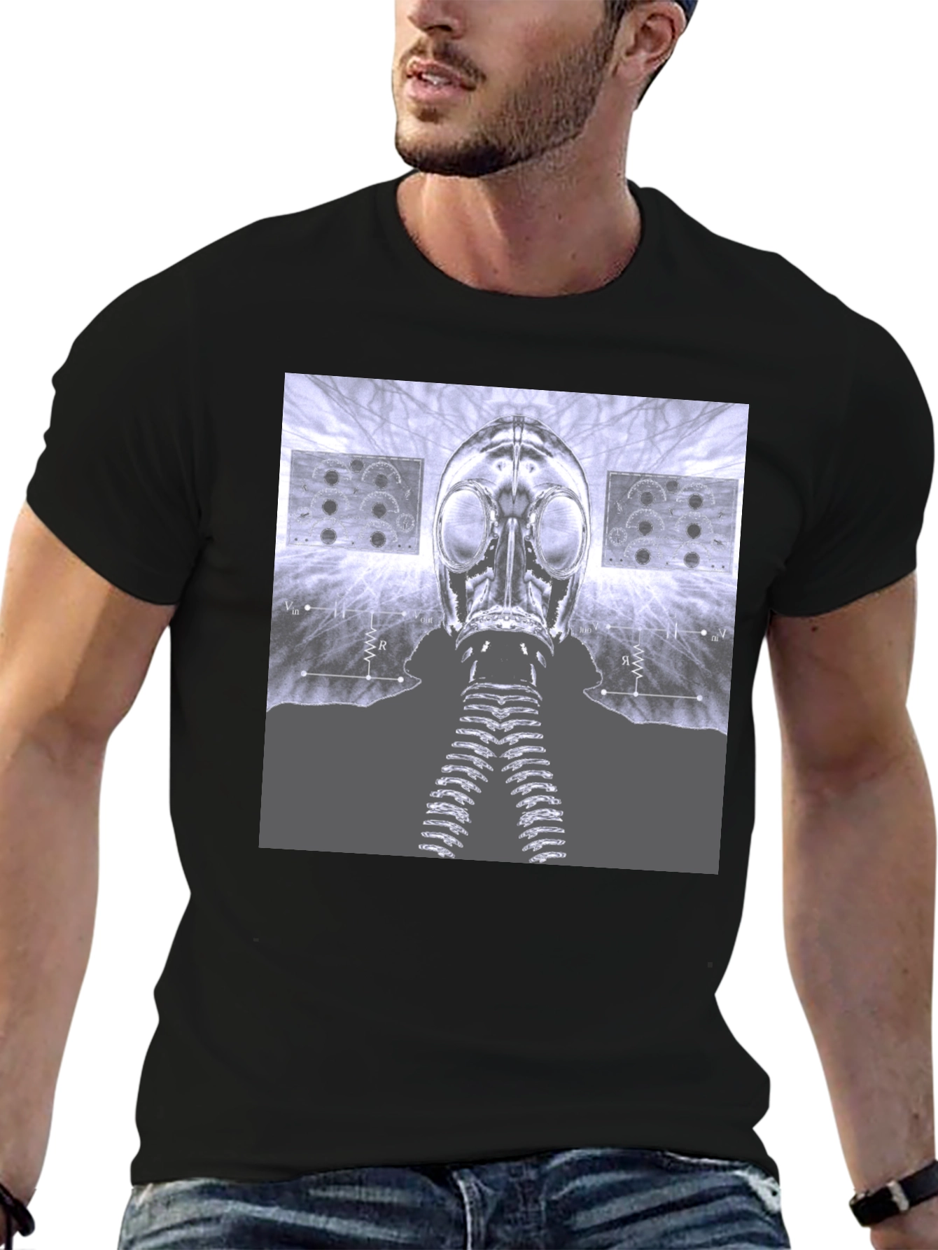 Gas Mask Graphic Tee - Unique Sci-Fi Design