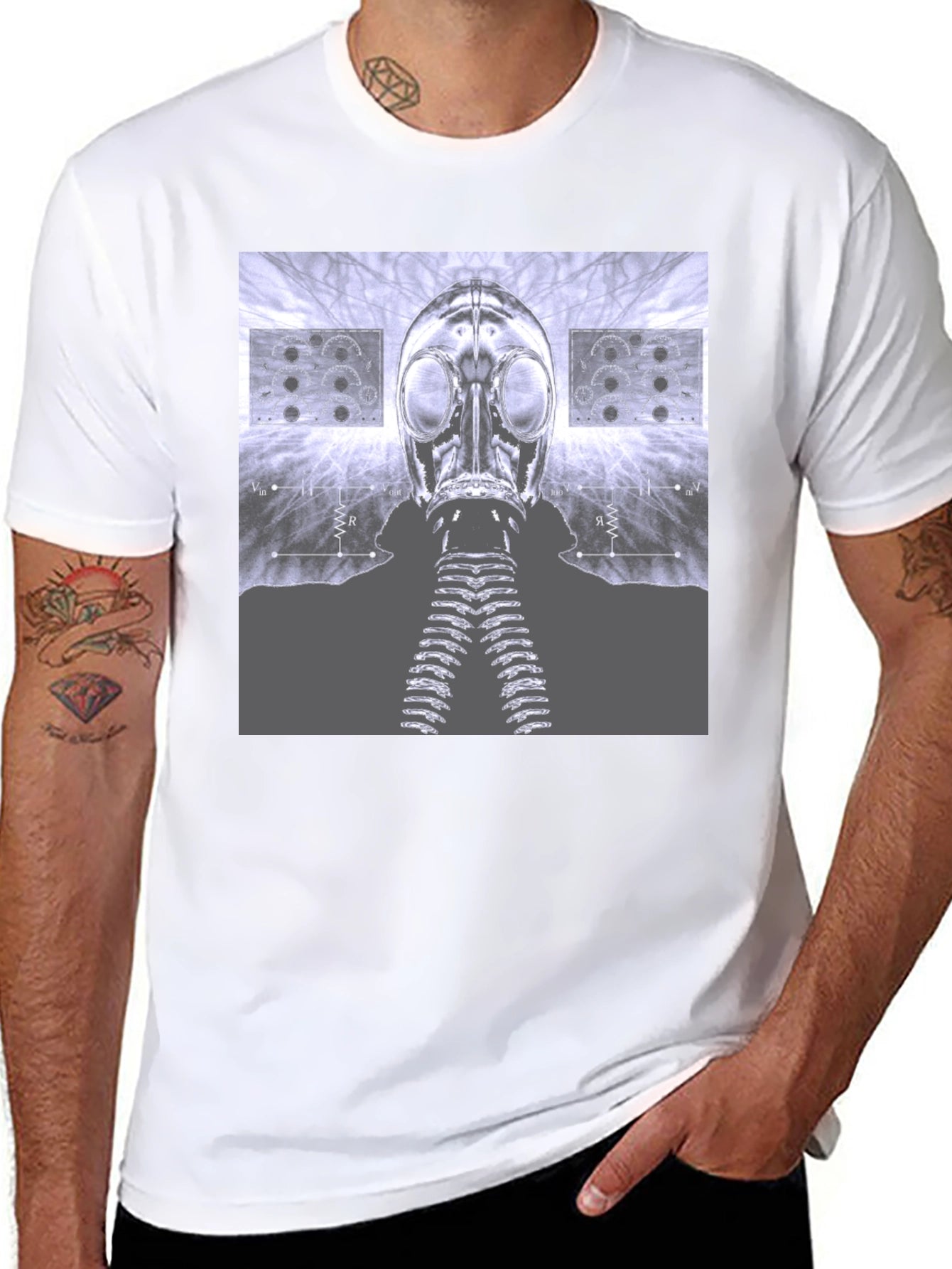Gas Mask Graphic Tee - Unique Sci-Fi Design