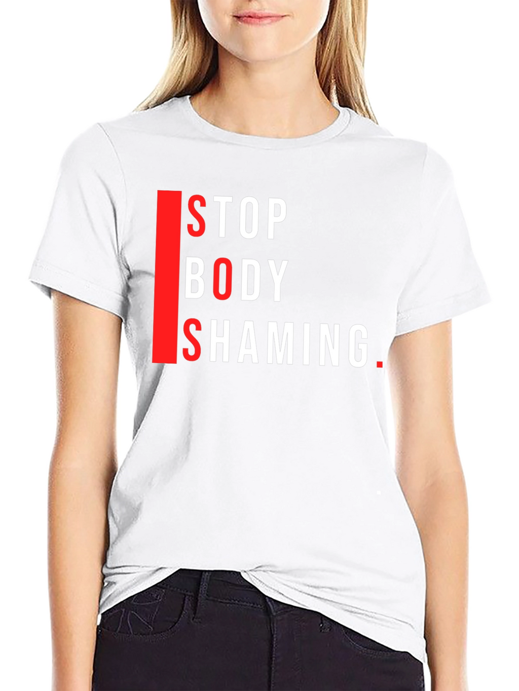Stop Body Shaming Graphic Tee - Black Cotton