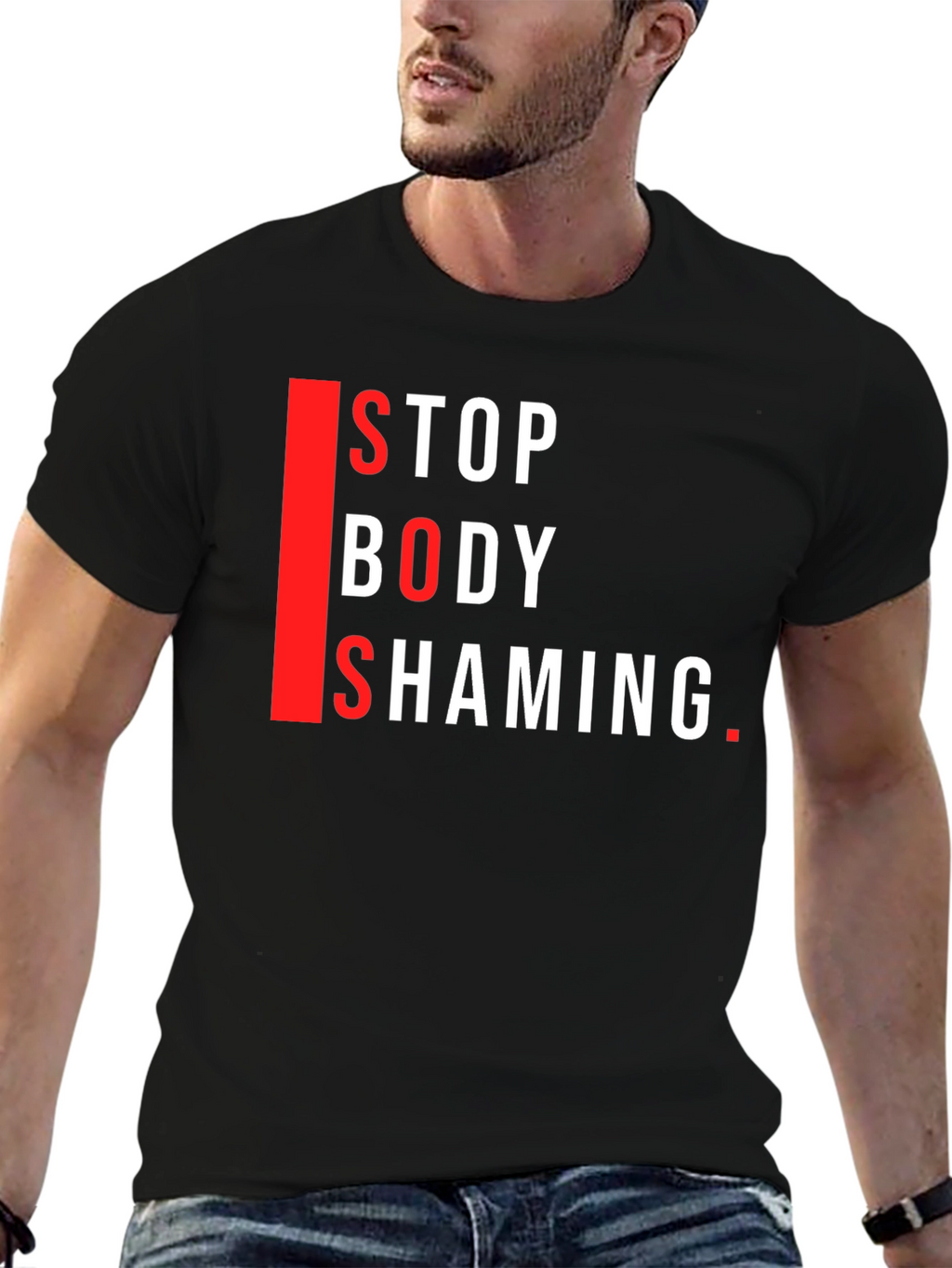 Stop Body Shaming Graphic Tee - Black Cotton
