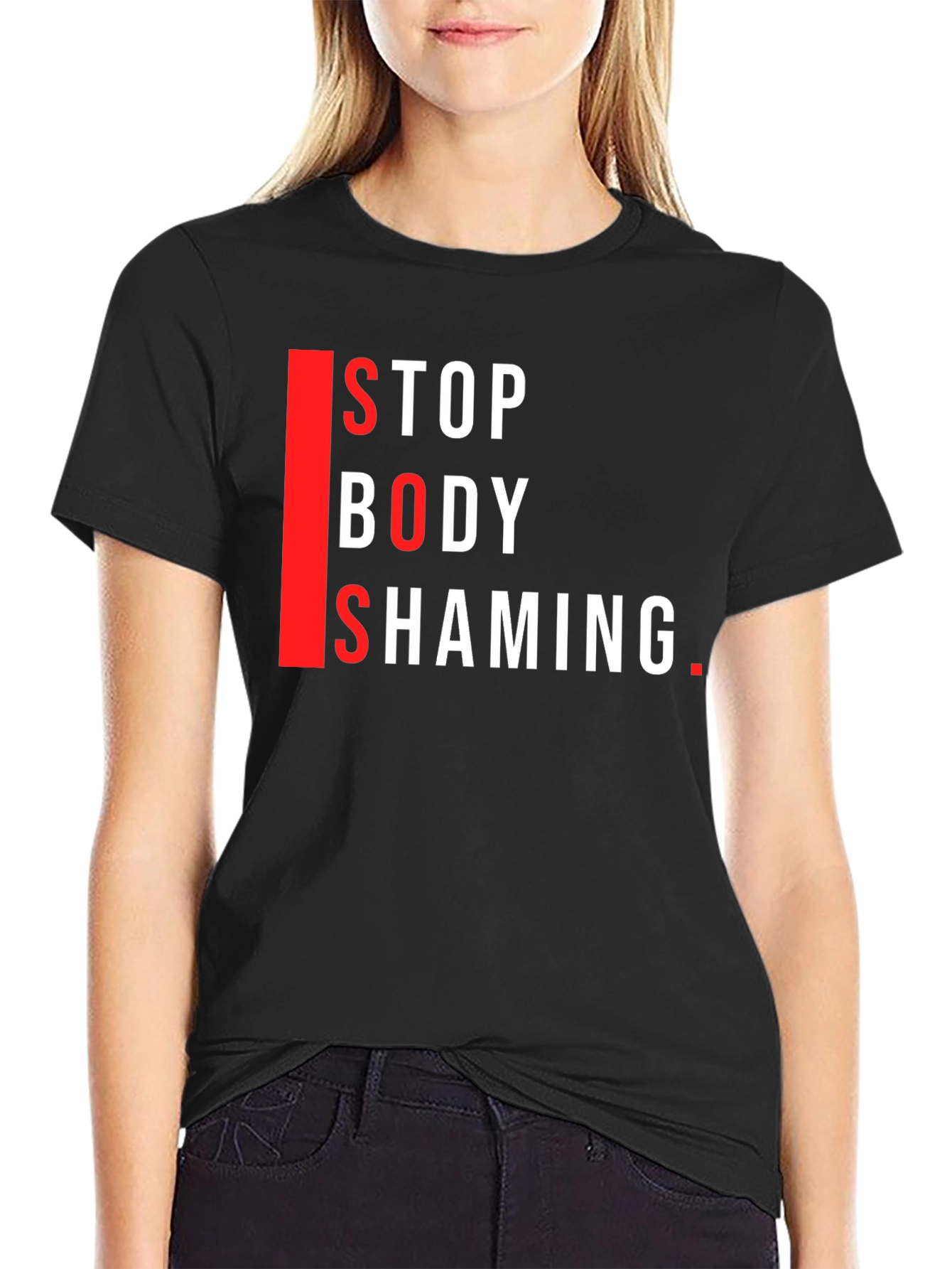 Stop Body Shaming Graphic Tee - Black Cotton
