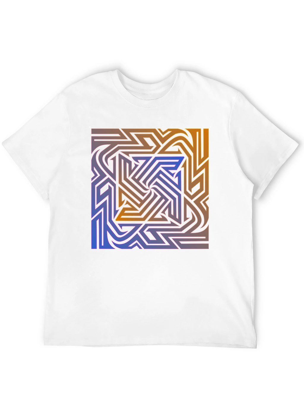 Abstract Maze Graphic Tee - Stylish Black T-Shirt