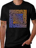 Abstract Maze Graphic Tee - Stylish Black T-Shirt