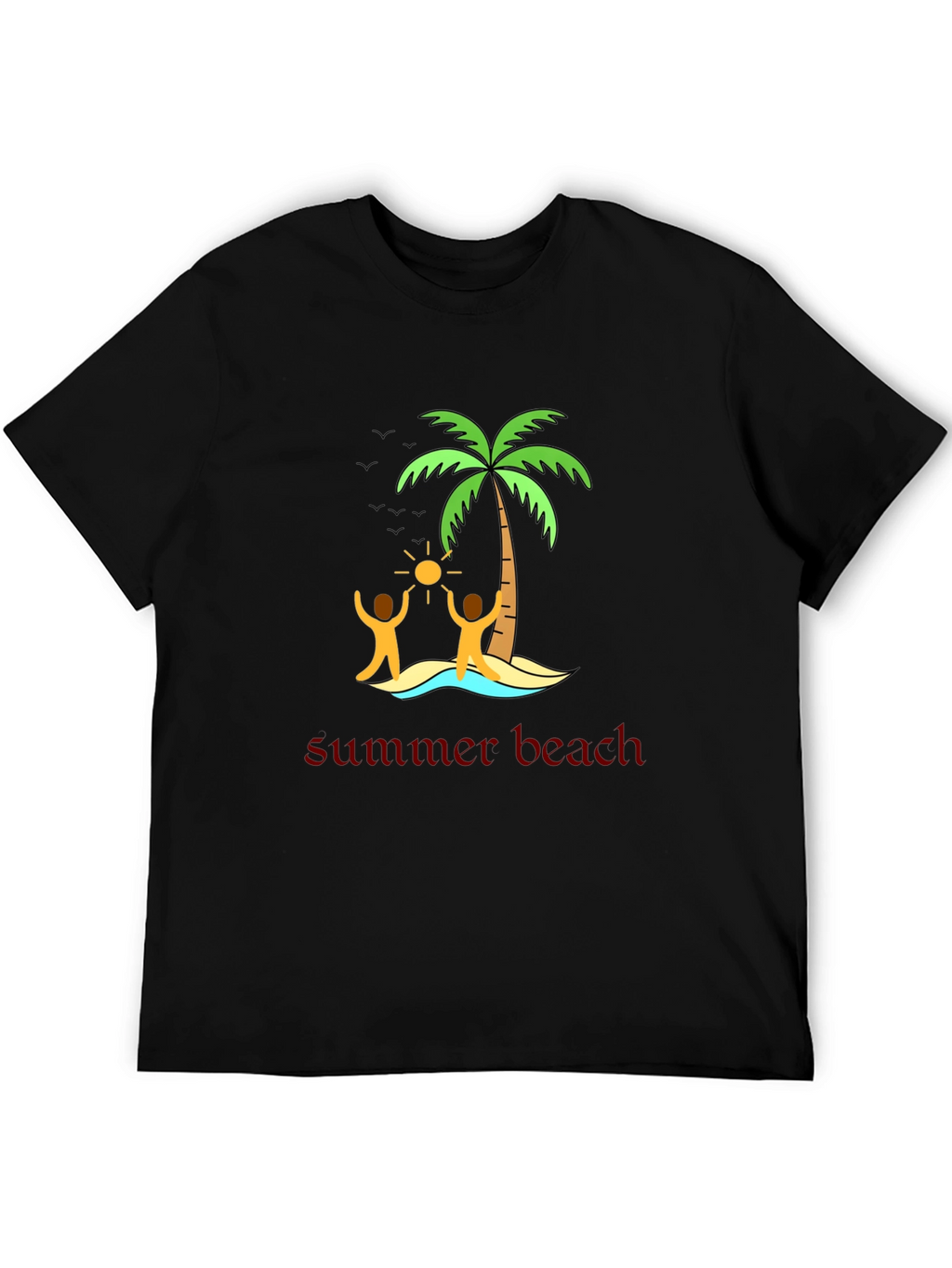 Summer Beach T-Shirt Black Graphic Tee