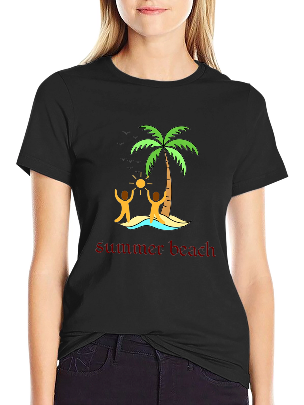 Summer Beach T-Shirt Black Graphic Tee