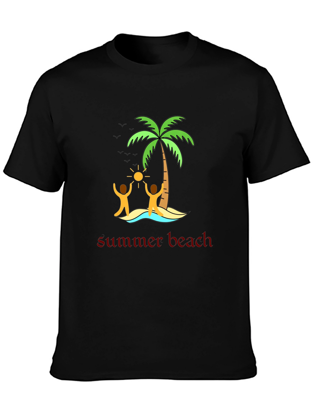 Summer Beach T-Shirt Black Graphic Tee