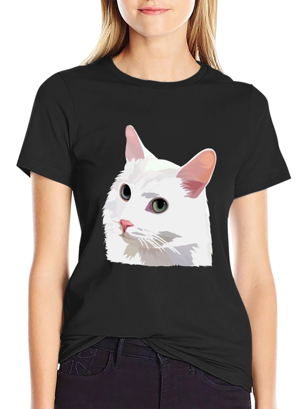 Cat T-Shirt - White Cat Graphic Tee