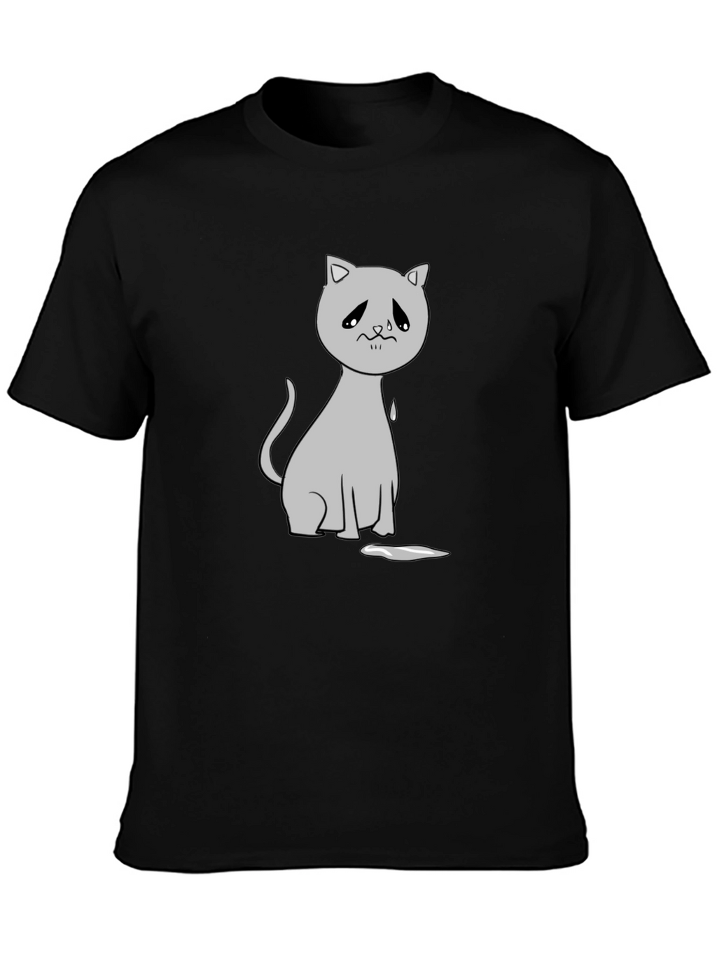 Sad Cat Graphic Tee - Unisex Black T-Shirt