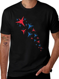 Stylish Black Tee with Patriotic Star Burst Design