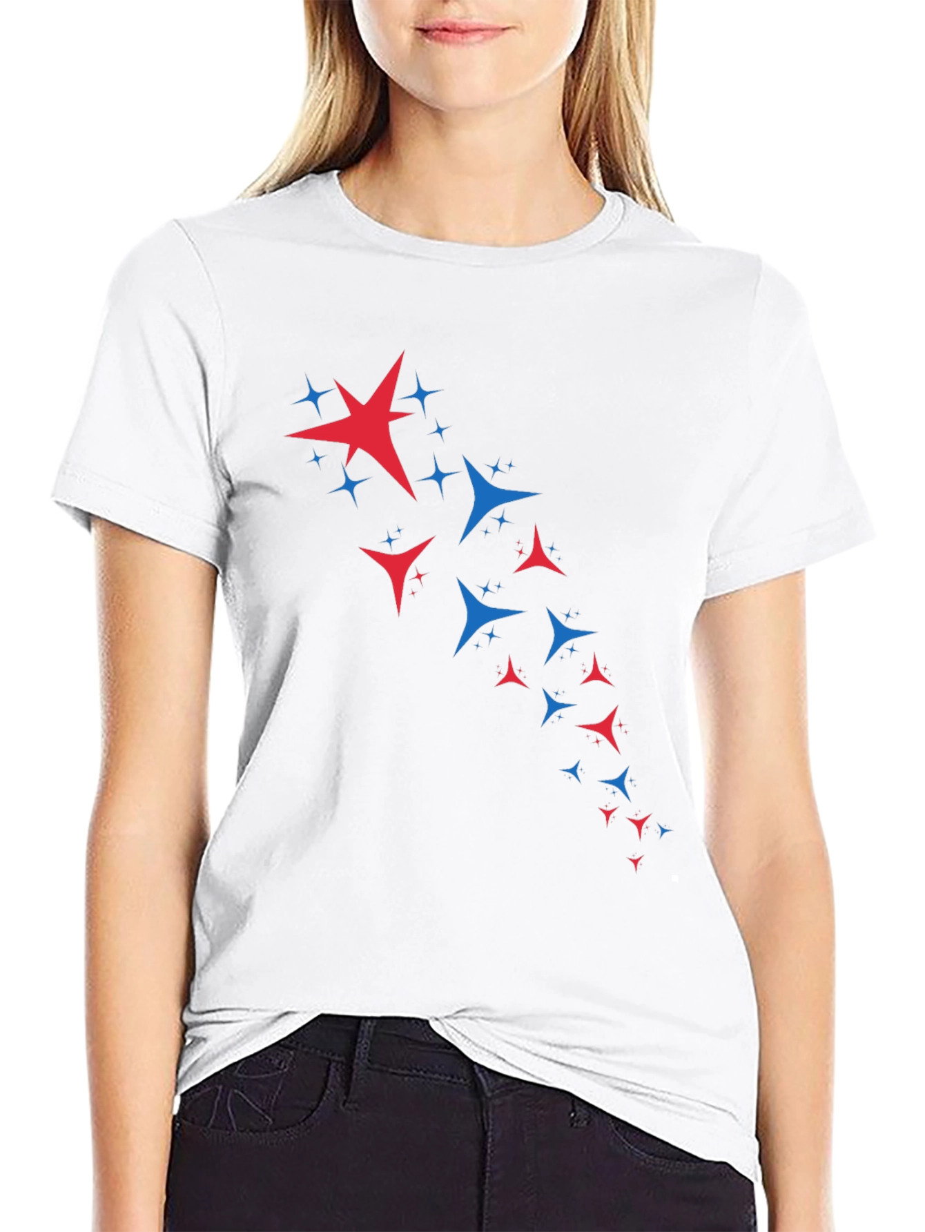 Stylish Black Tee with Patriotic Star Burst Design