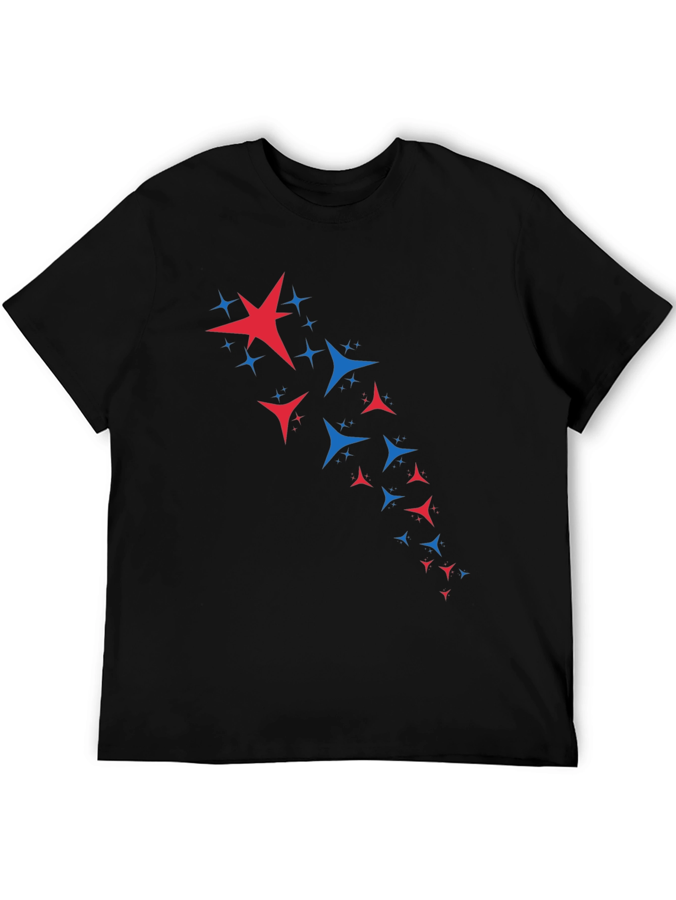 Stylish Black Tee with Patriotic Star Burst Design