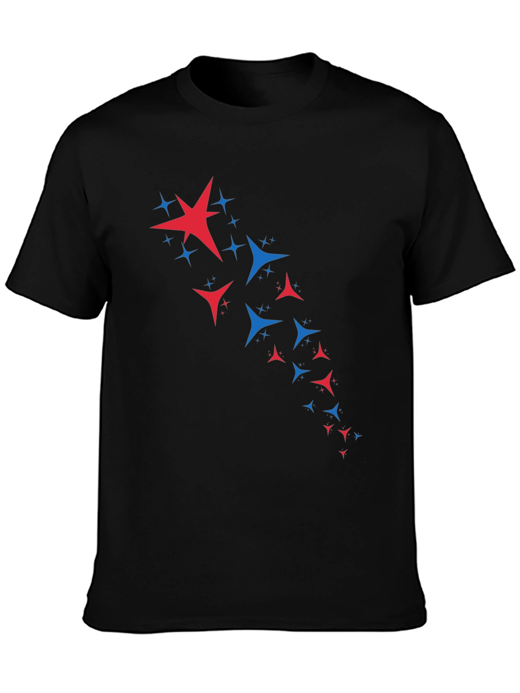 Stylish Black Tee with Patriotic Star Burst Design