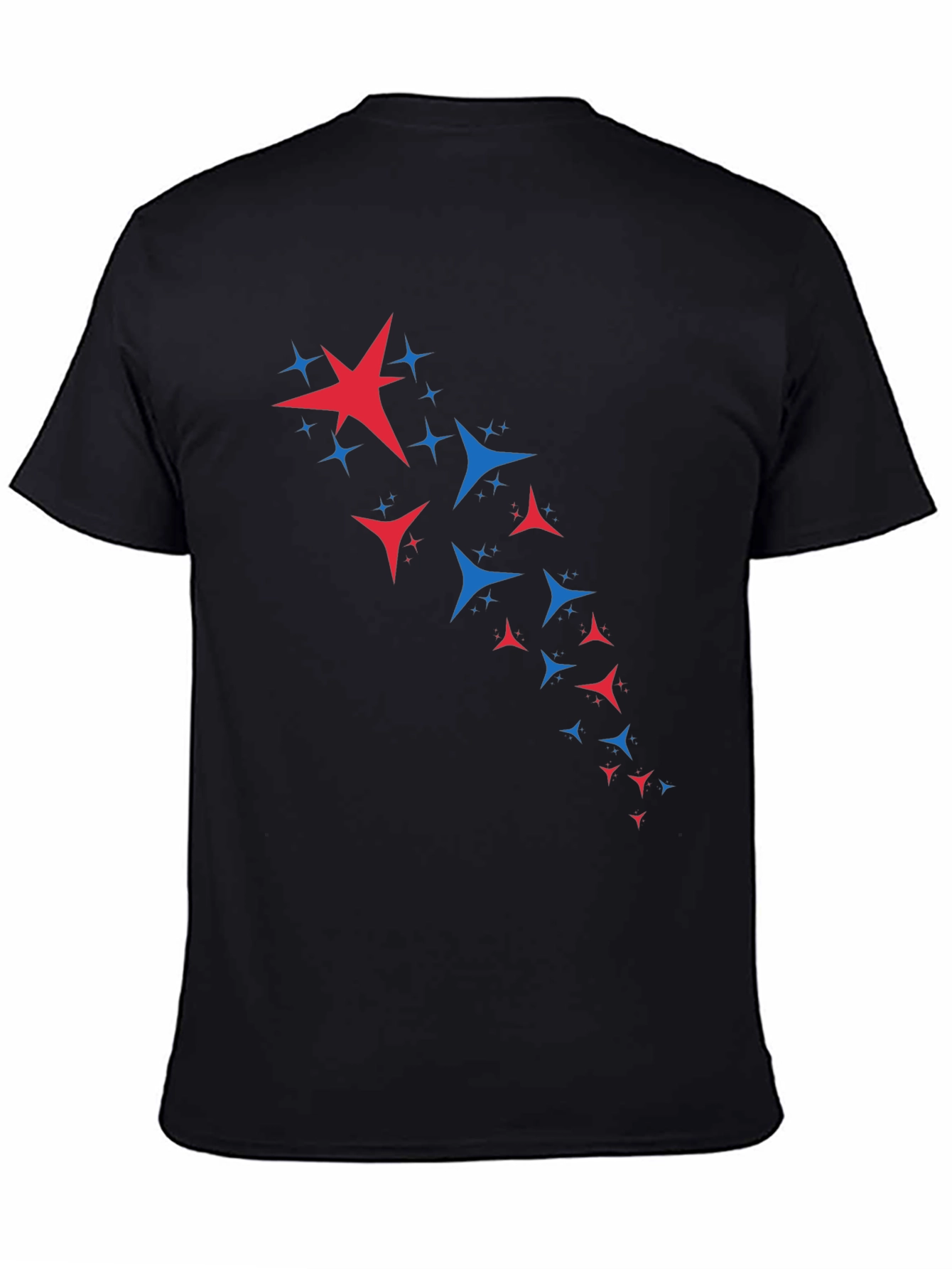 Stylish Black Tee with Patriotic Star Burst Design