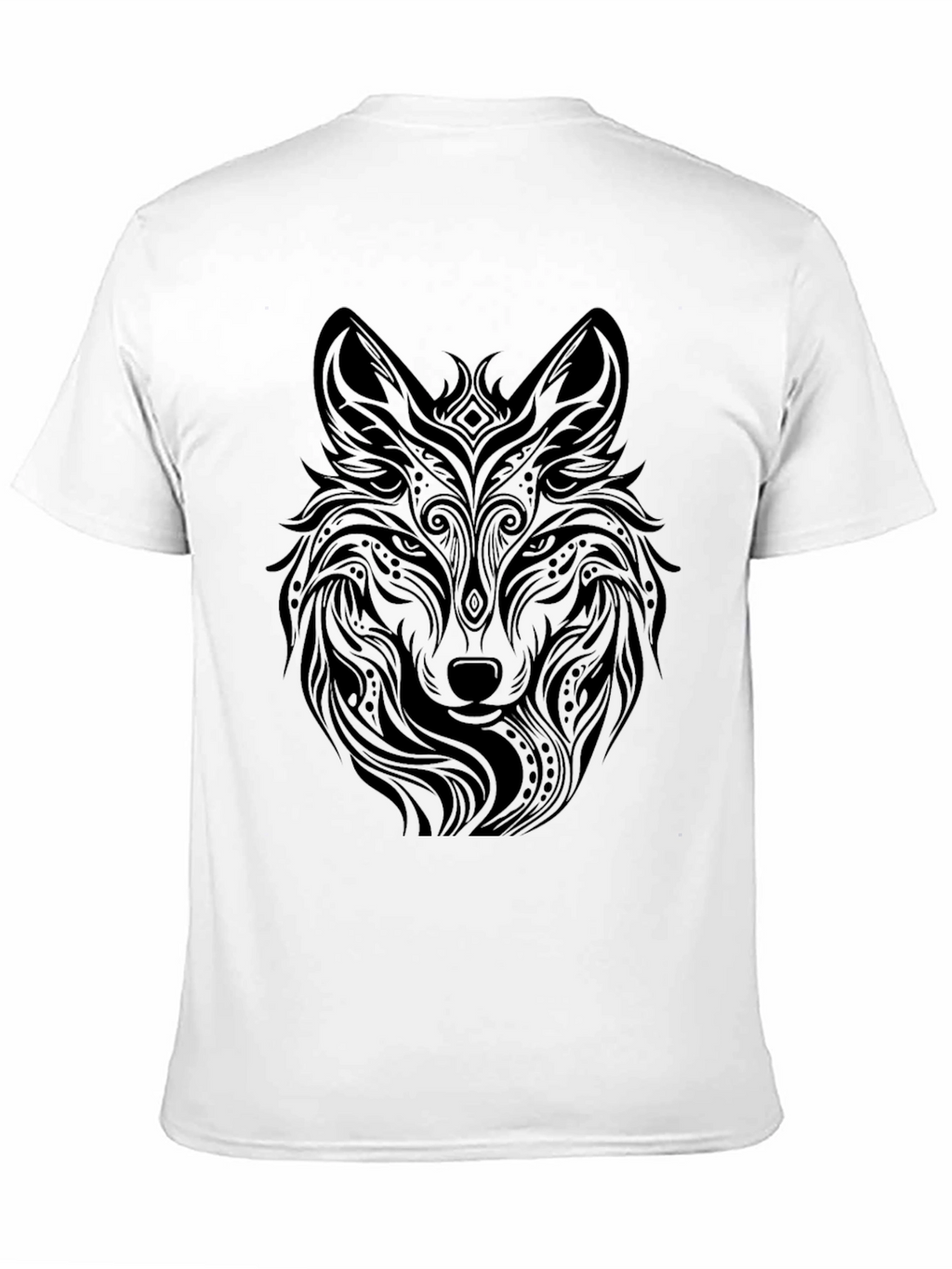 Tribal Wolf Graphic Black T-Shirt