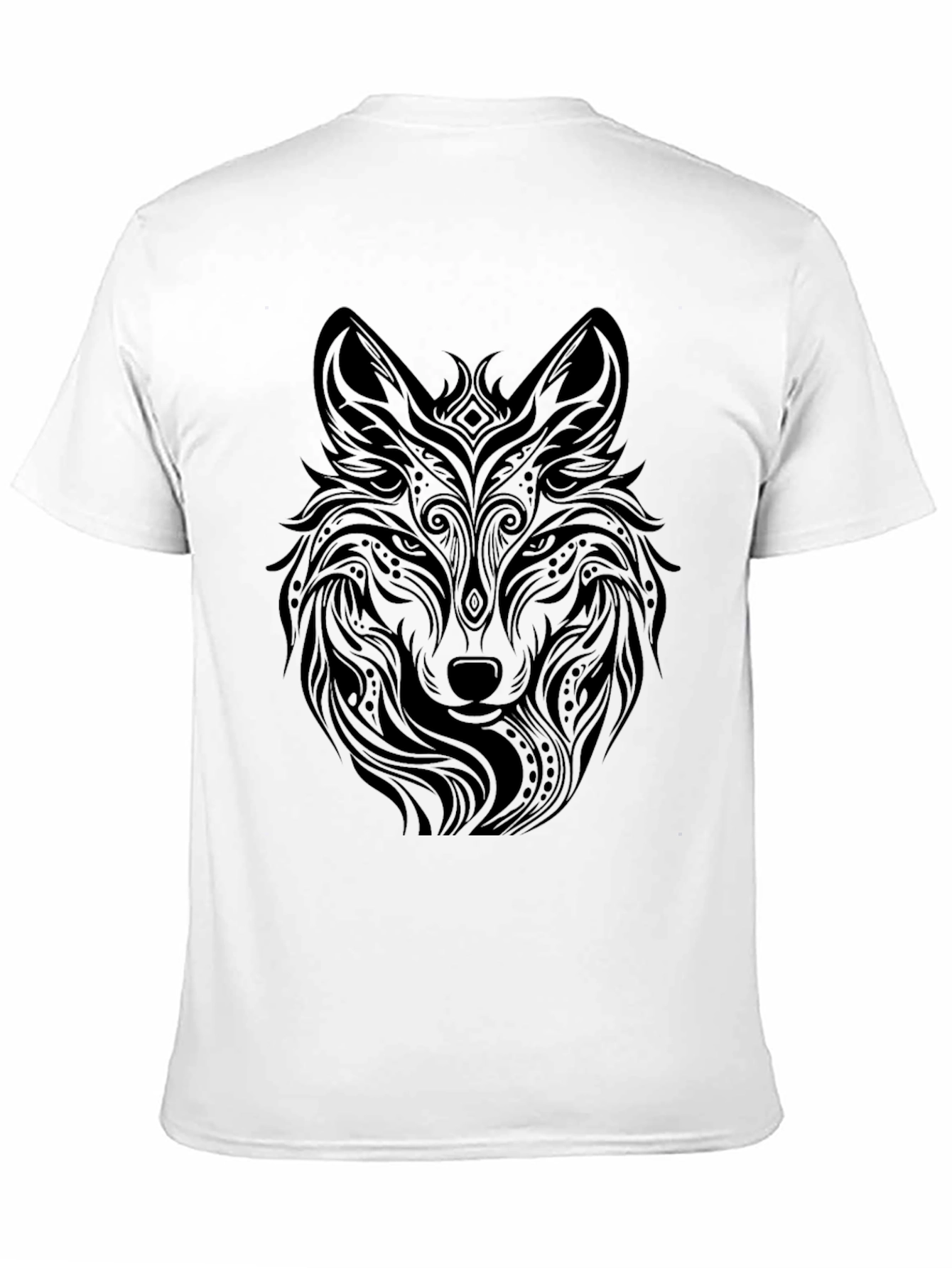 Tribal Wolf Graphic Black T-Shirt