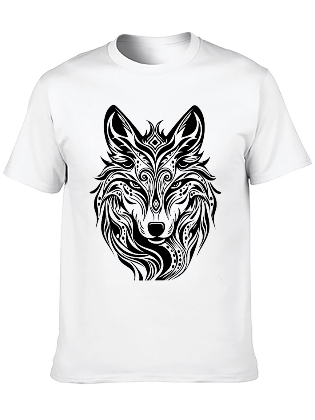 Tribal Wolf Graphic Black T-Shirt