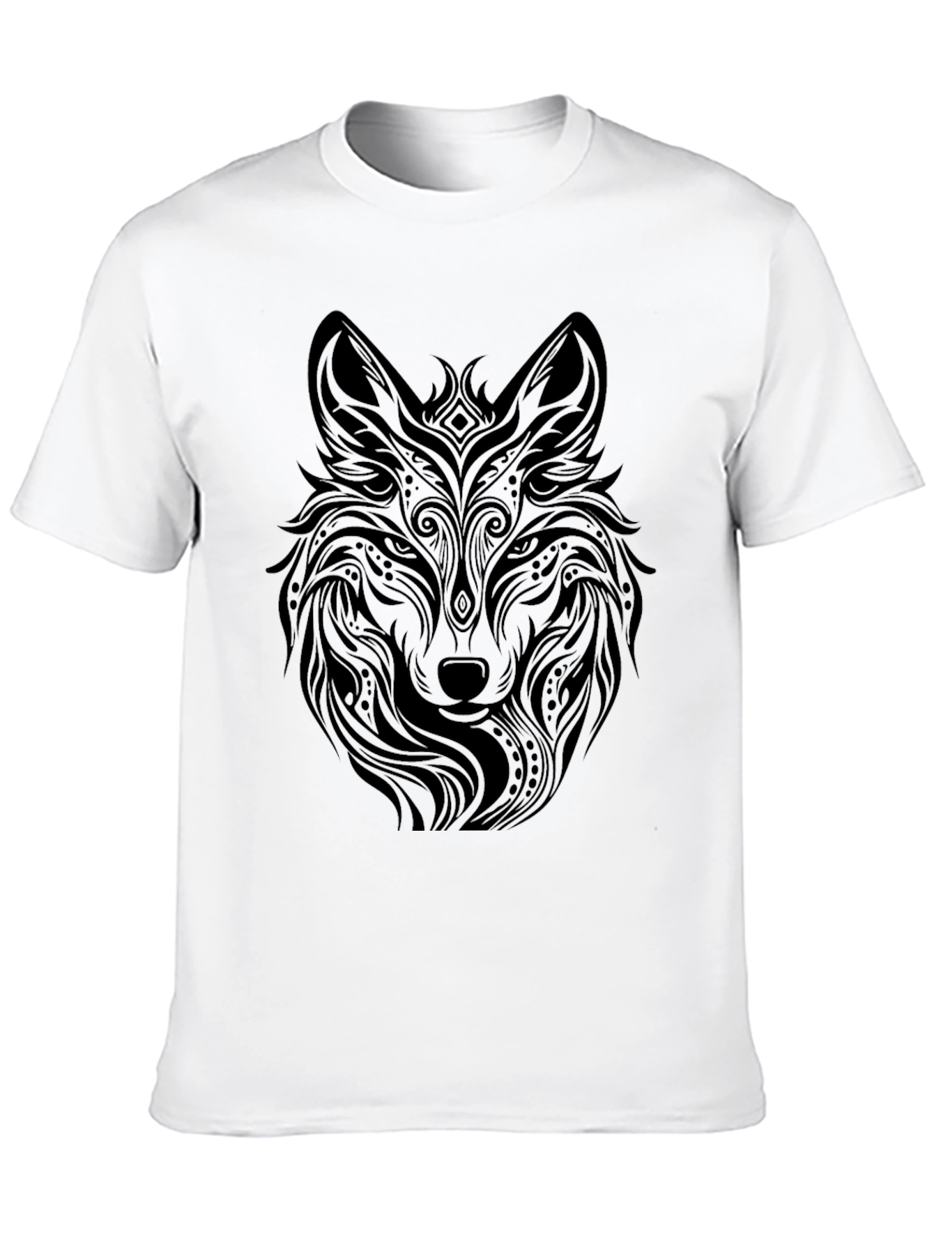Tribal Wolf Graphic Black T-Shirt