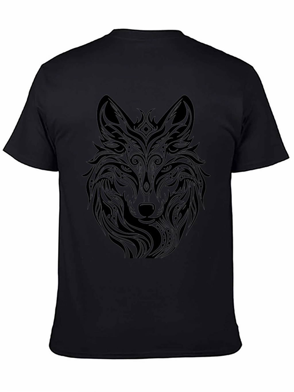 Tribal Wolf Graphic Black T-Shirt