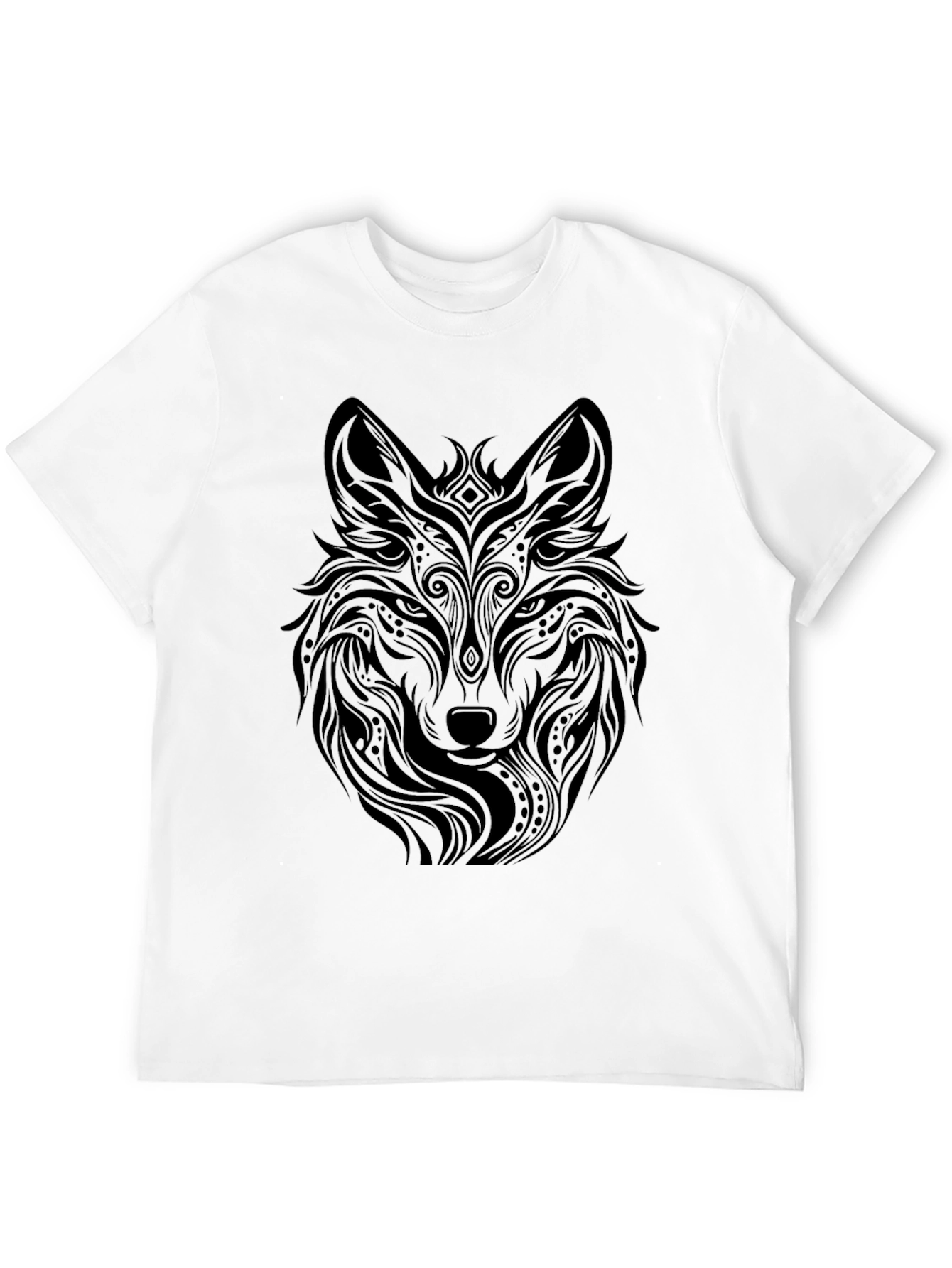 Tribal Wolf Graphic Black T-Shirt