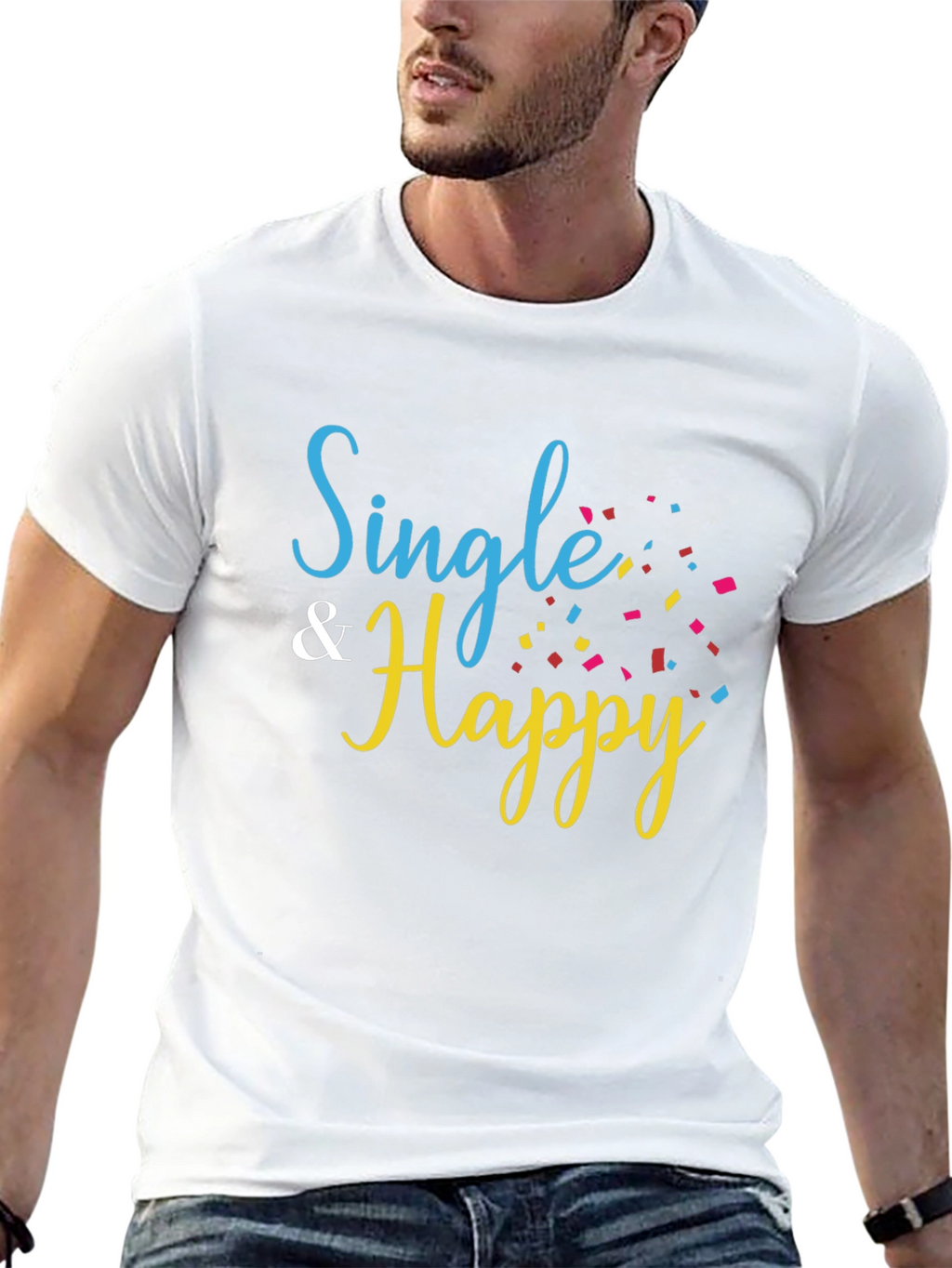 Single & Happy Black T-Shirt