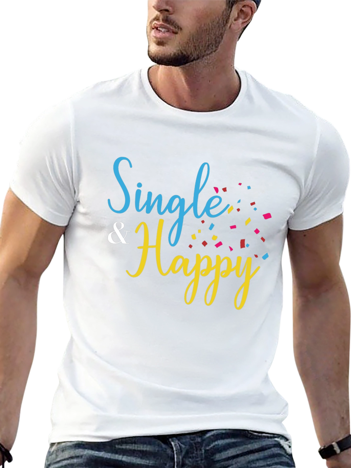 Single & Happy Black T-Shirt