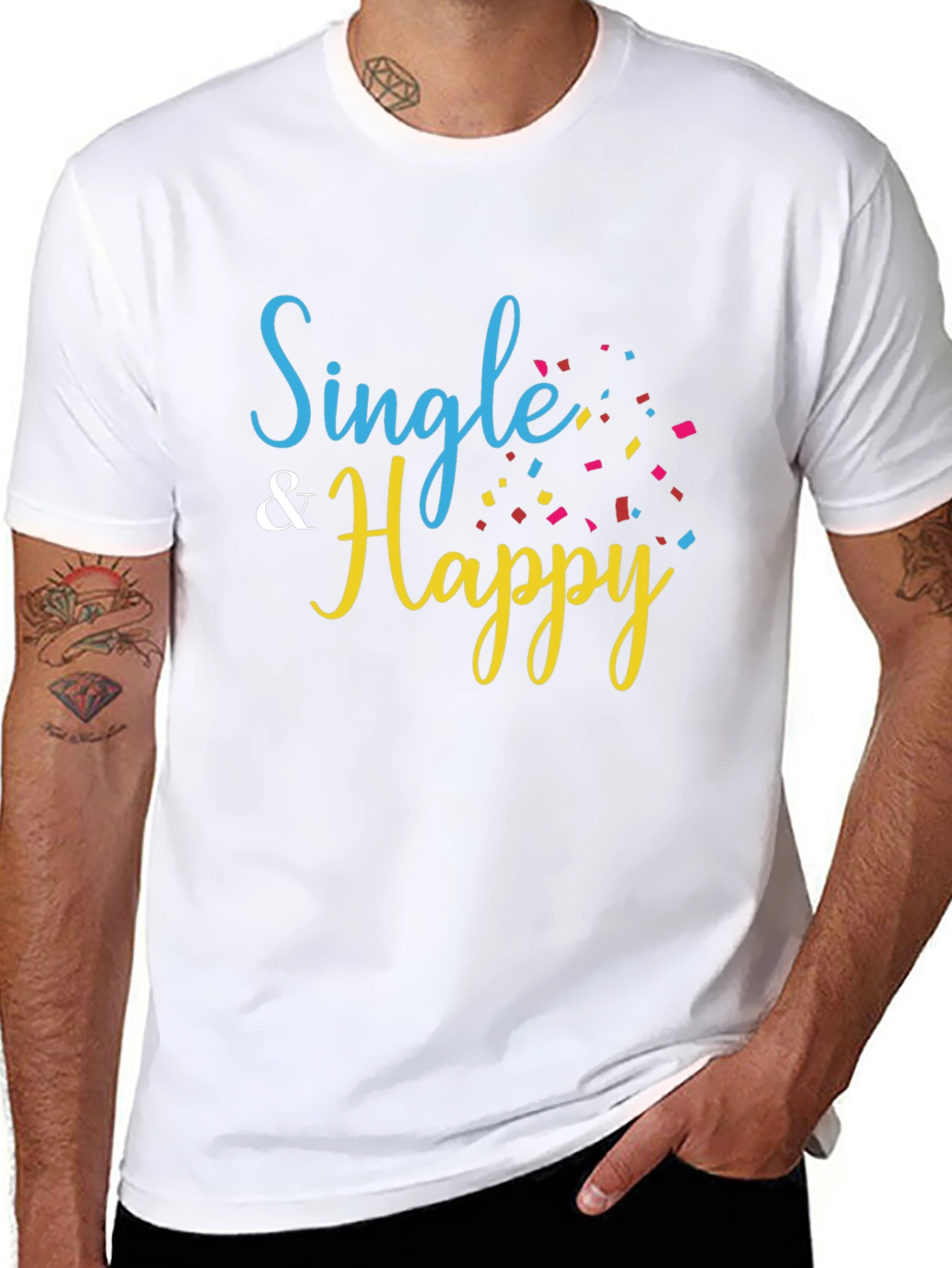 Single & Happy Black T-Shirt